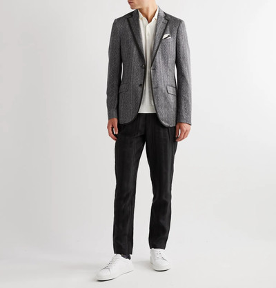 Etro Slim-Fit Grosgrain-Trimmed Cotton and Linen-Blend Jacquard Blazer outlook