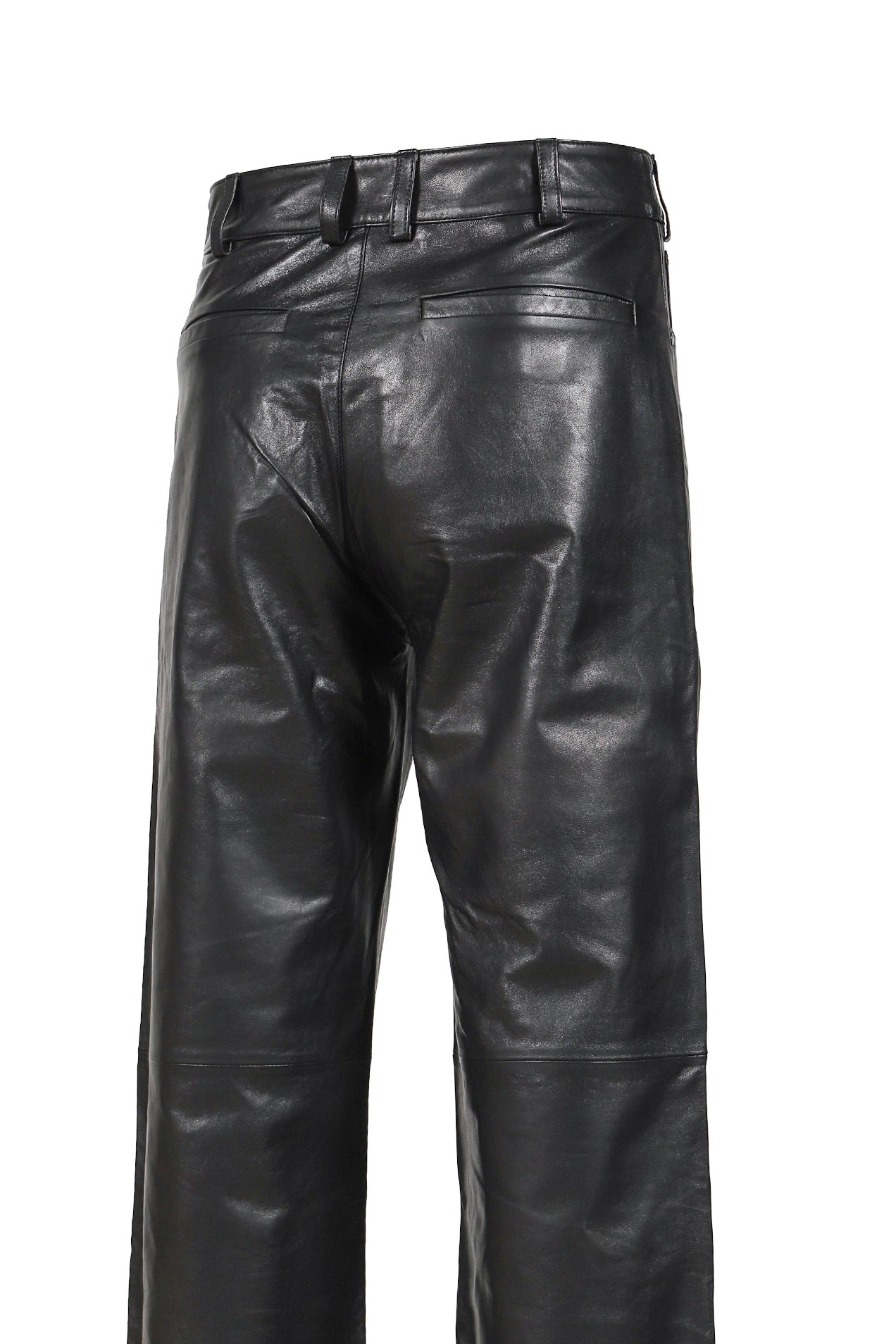 LEATHER STRAIGHT LEG PANT / BLK - 5