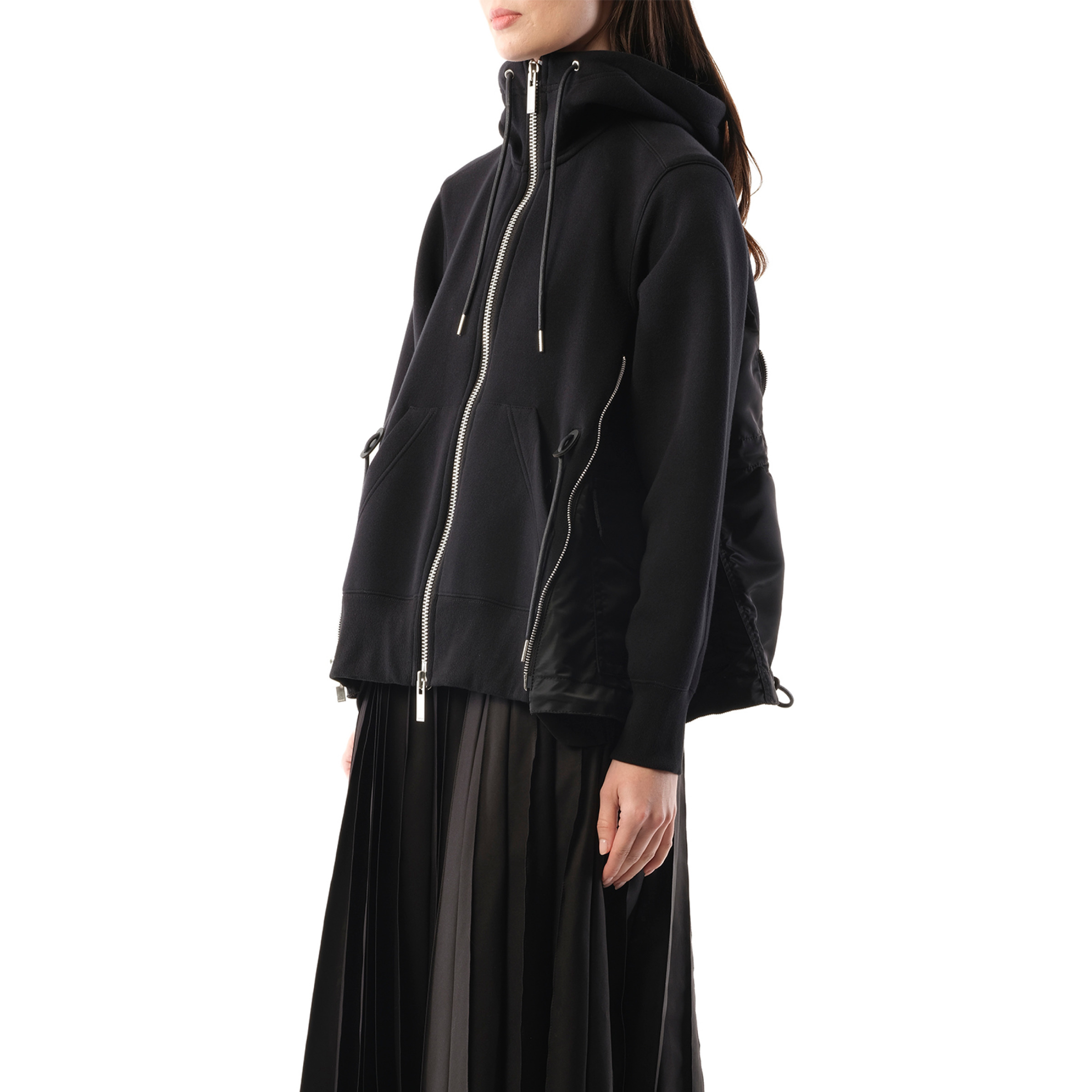 Sponge Sweat x Nylon Twill Hoodie in Black - 5