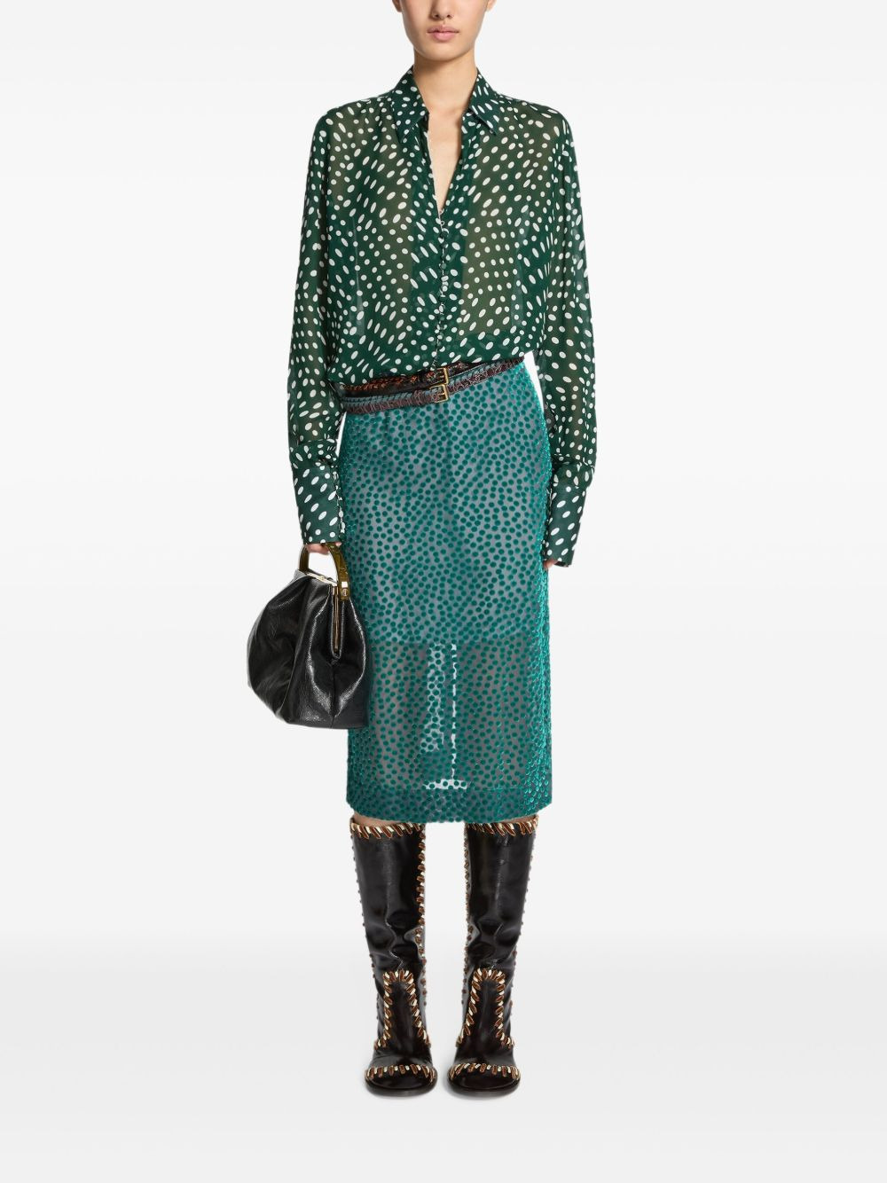 Devoré spot-pattern skirt - 2