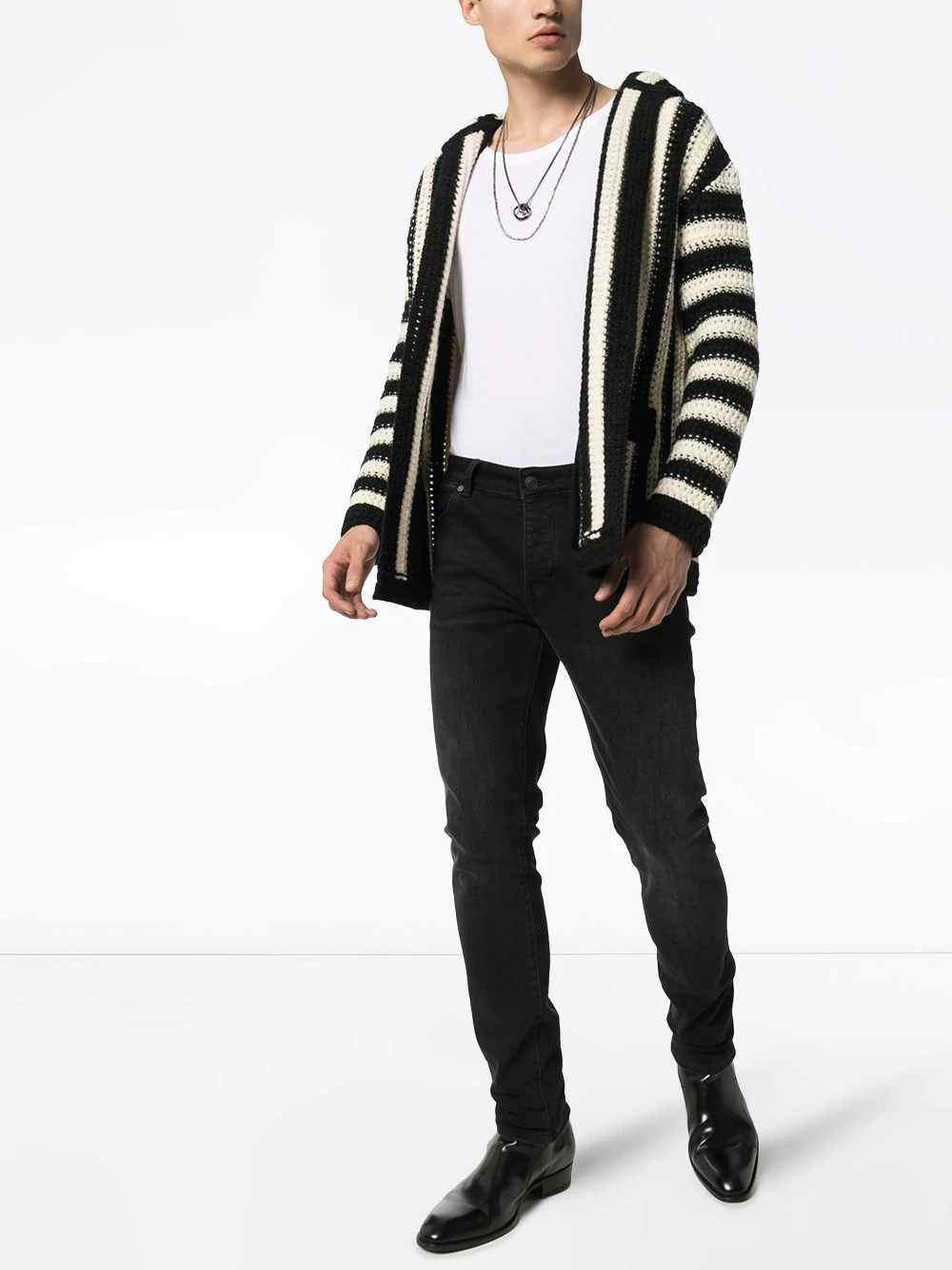 striped hooded cardigan - 2