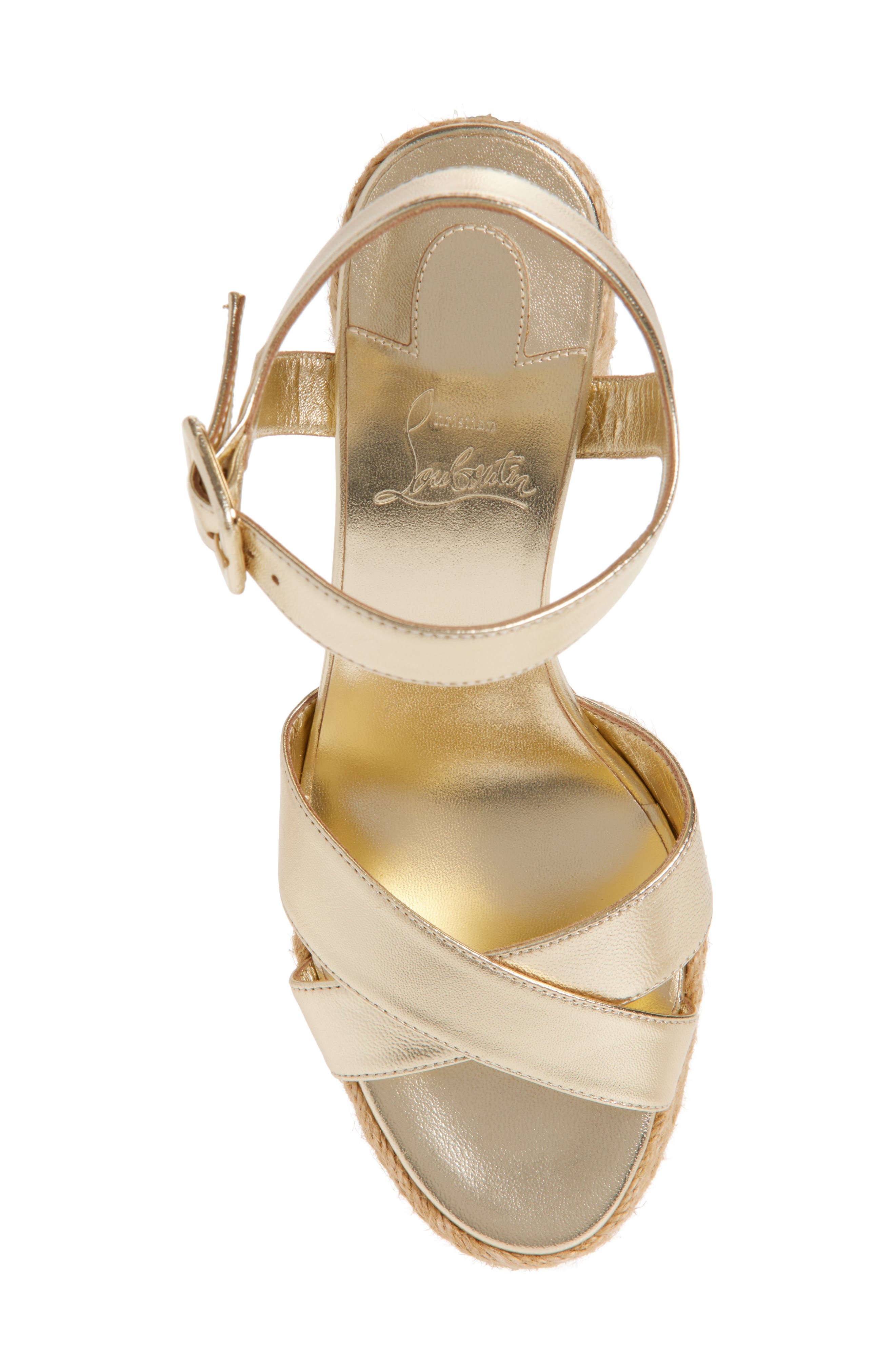 Christian Louboutin Calakala Metallic Leather Espadrille Platform Sandal in Platine at Nordstrom - 4