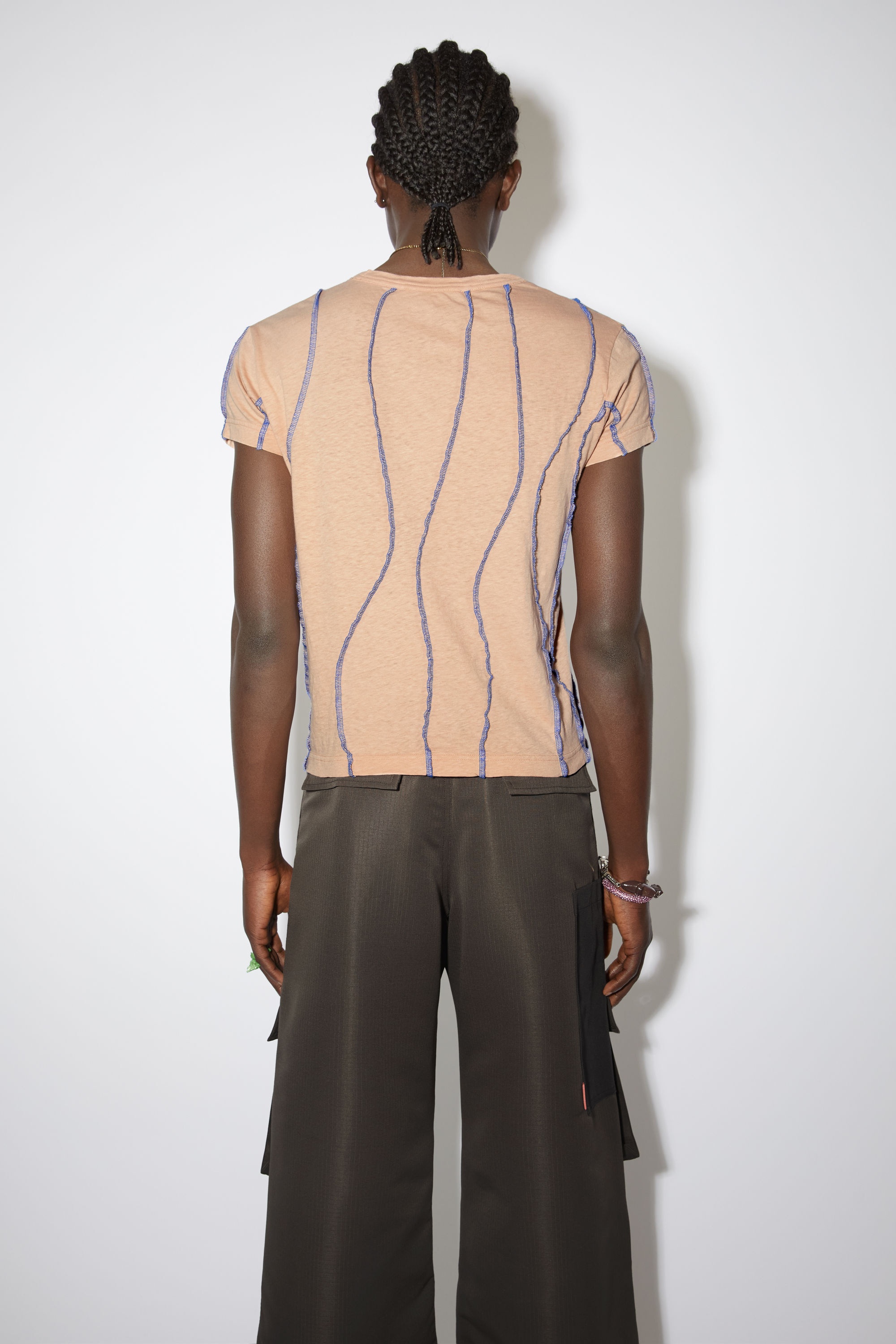 Overlock stitch t-shirt - Dusty pink - 3