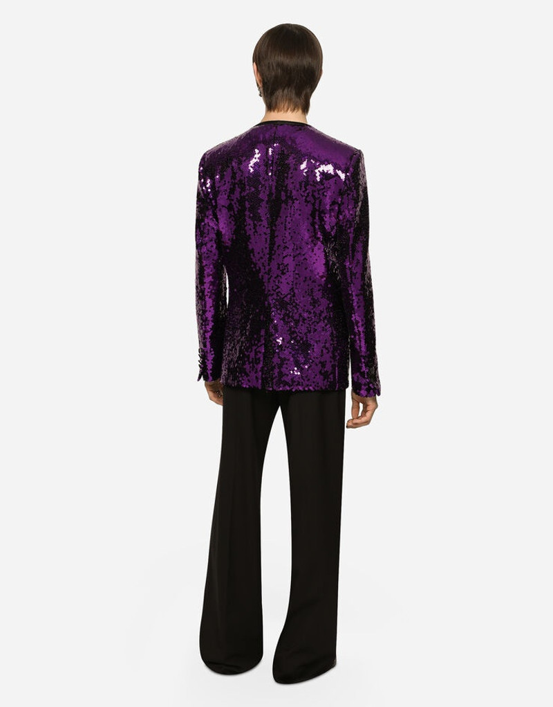 Sequined Sicilia-fit jacket with satin piping 3