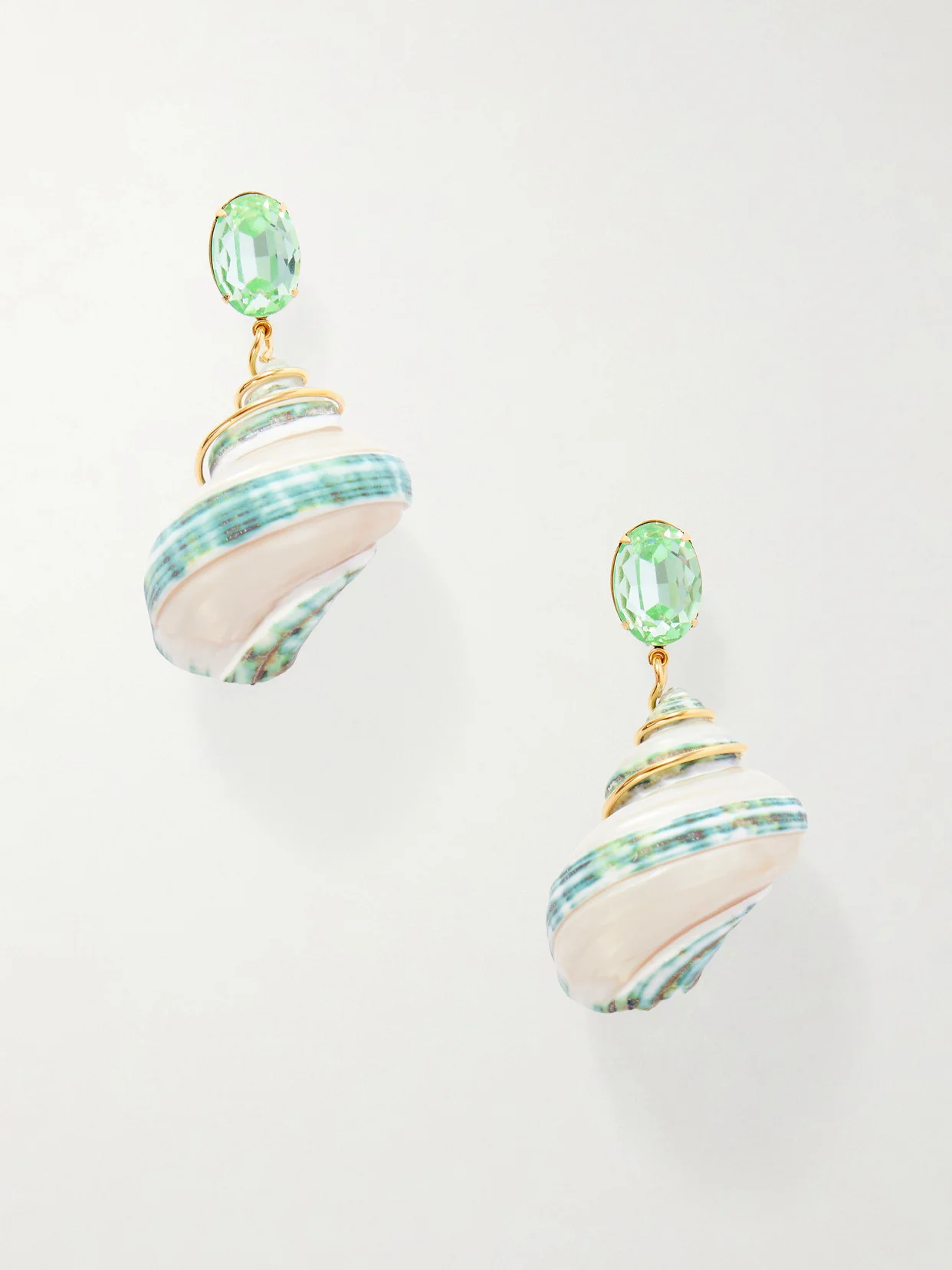 Wave Gold-tone Shell And Crystal Earrings - 1