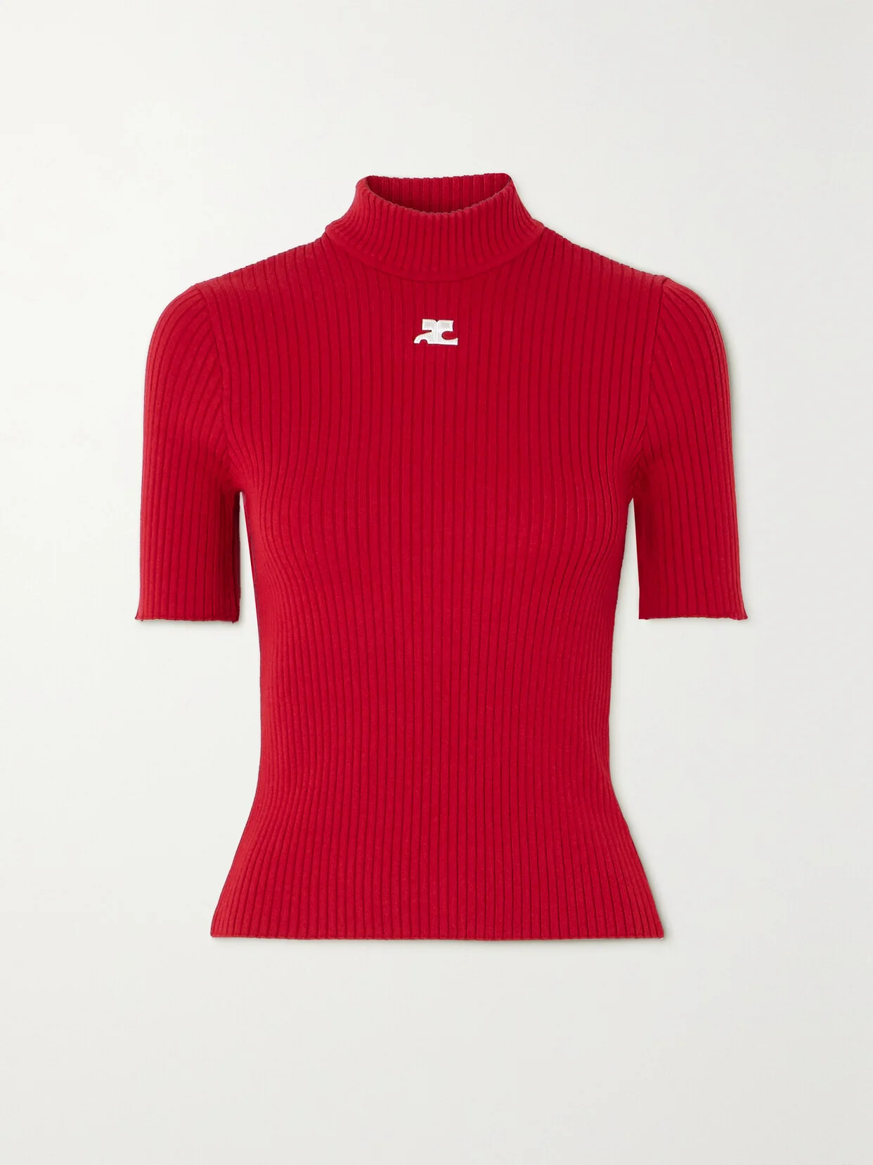 Embroidered Ribbed-knit Top - 1
