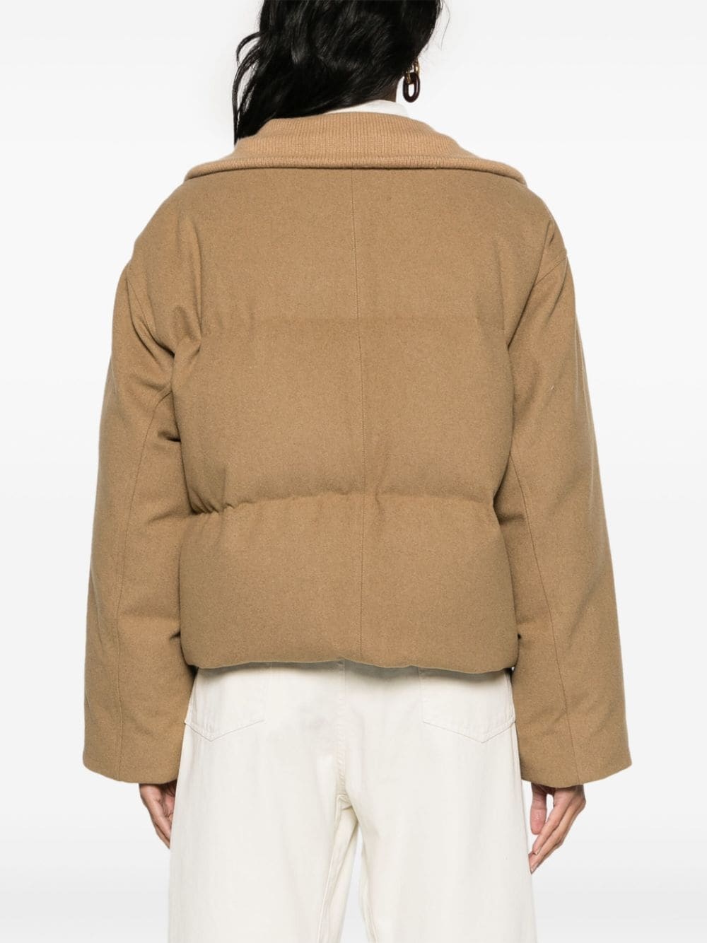 felted zip-up padded jacket - 4