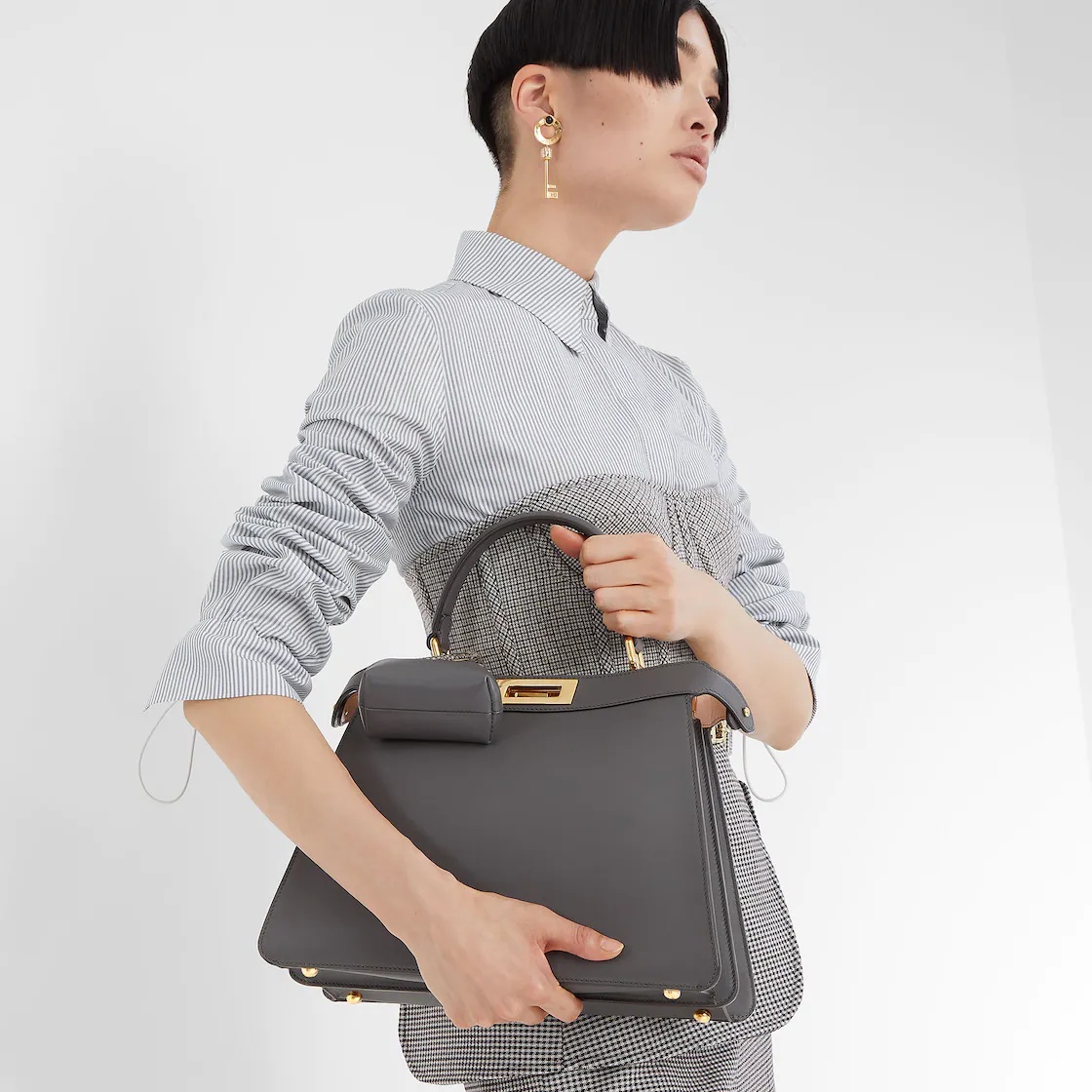 Dark gray nappa leather charm - 5