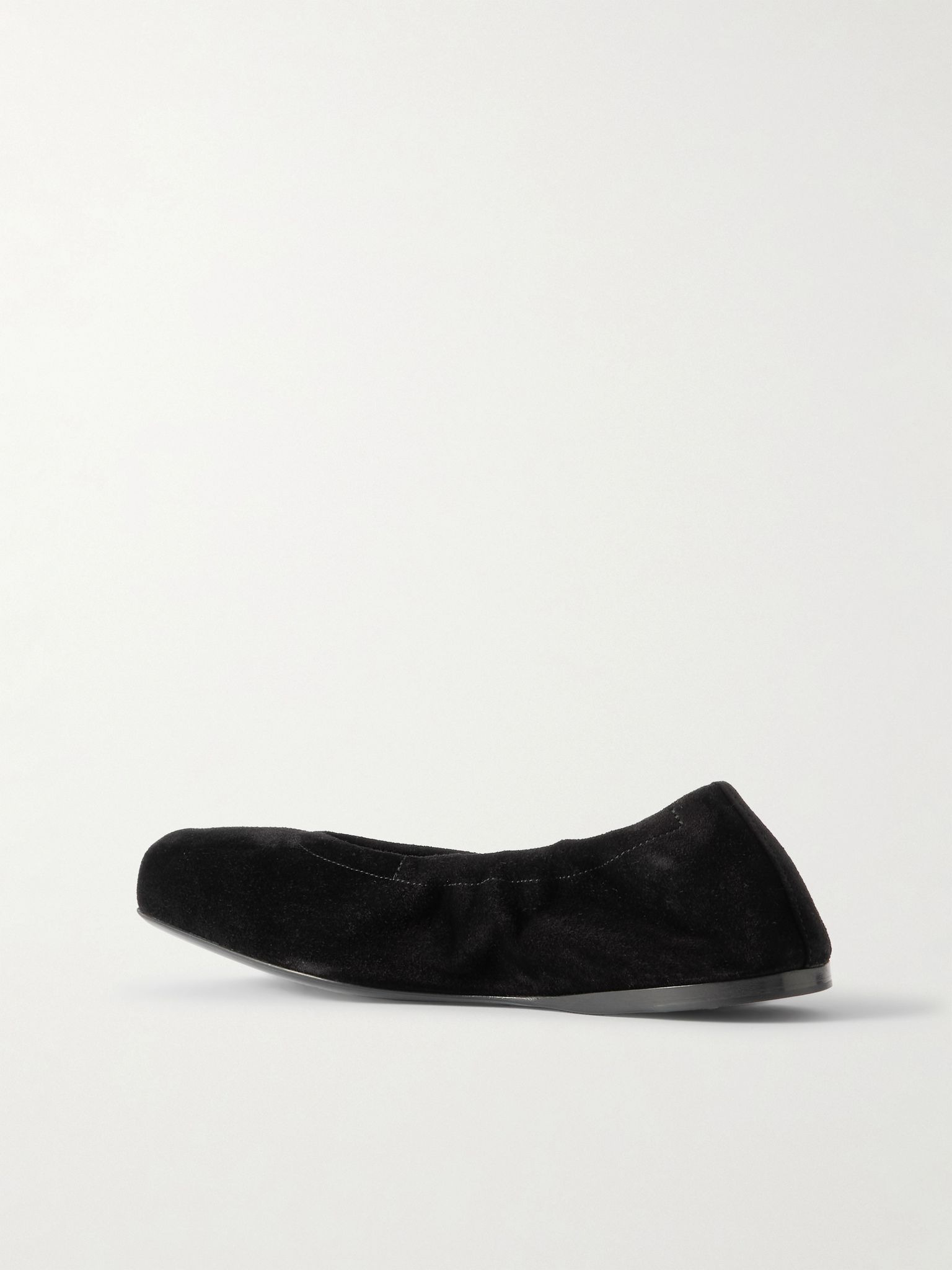 Leather-trimmed suede ballet flats Black - 3