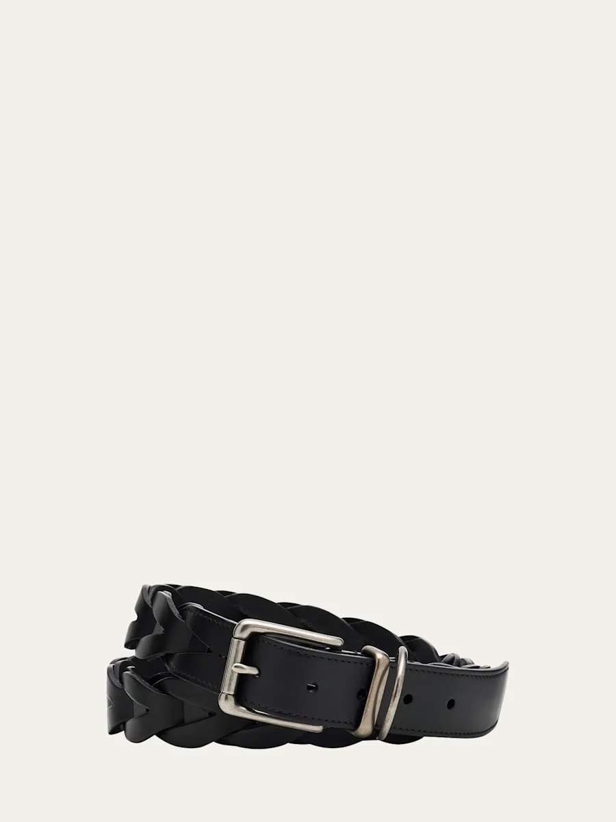 Men's Woven Leather Belt - 1