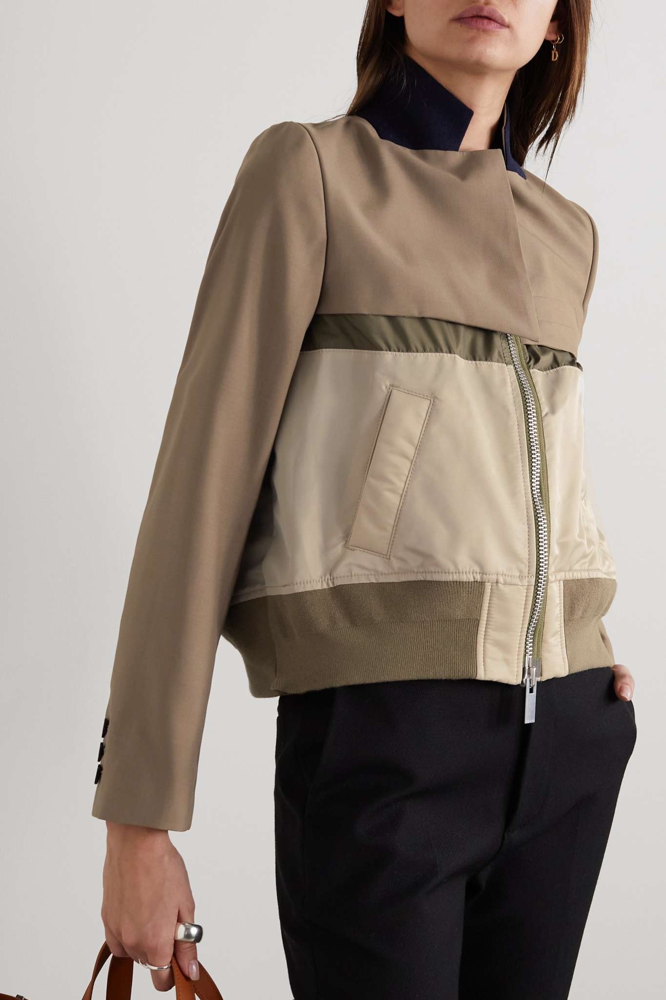 Paneled twill, padded shell and wool-blend jacket - 3