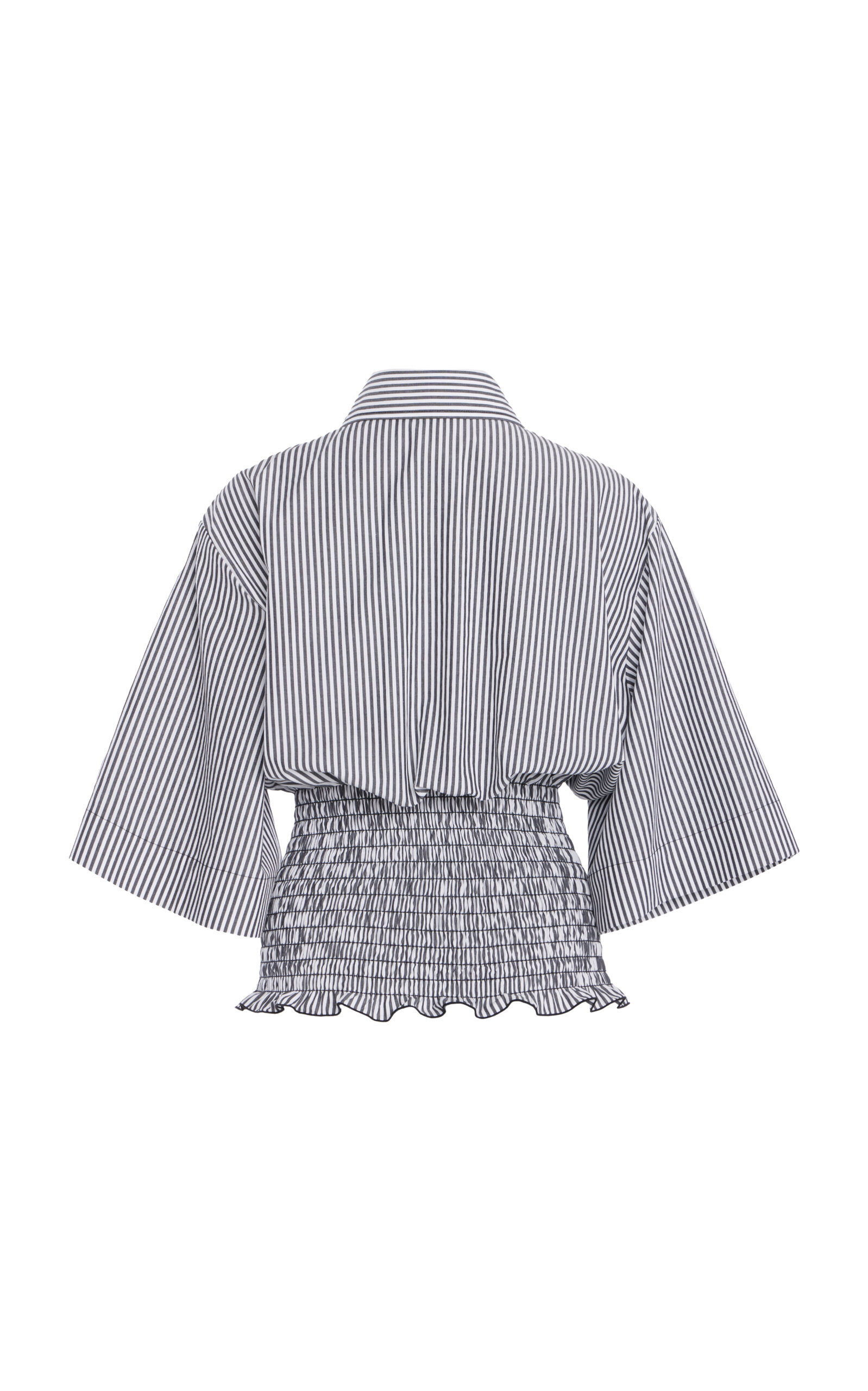 The Harte Smocked Pima Cotton Shirt black/white - 5