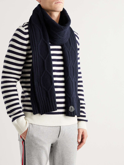 Moncler Logo-Appliquéd Cable-Knit Wool Scarf outlook