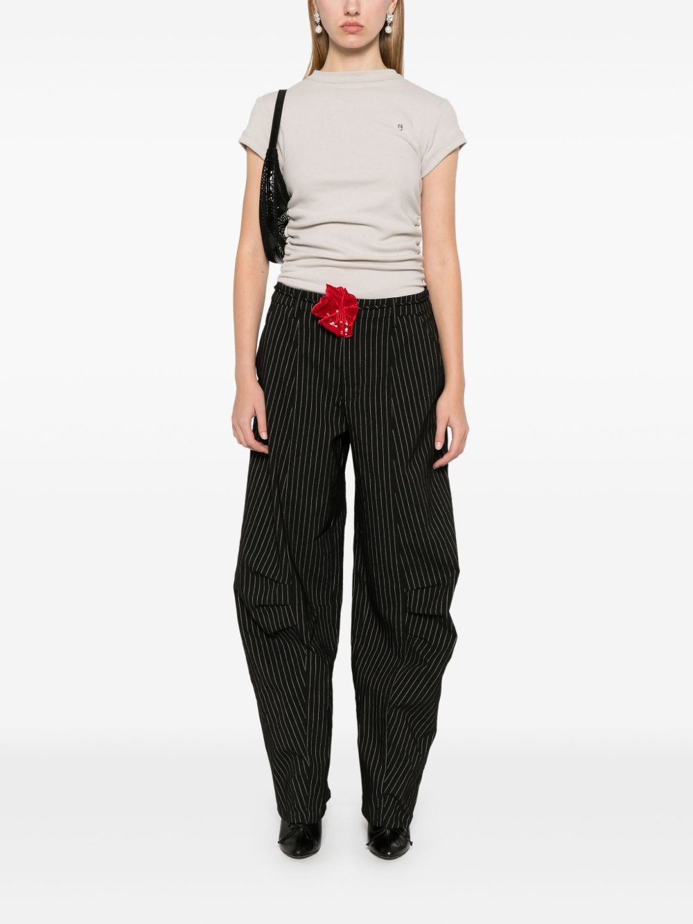 pinstripe cargo trousers - 2