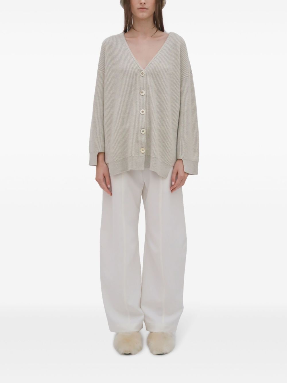 ribbed panelled cardigan - 2
