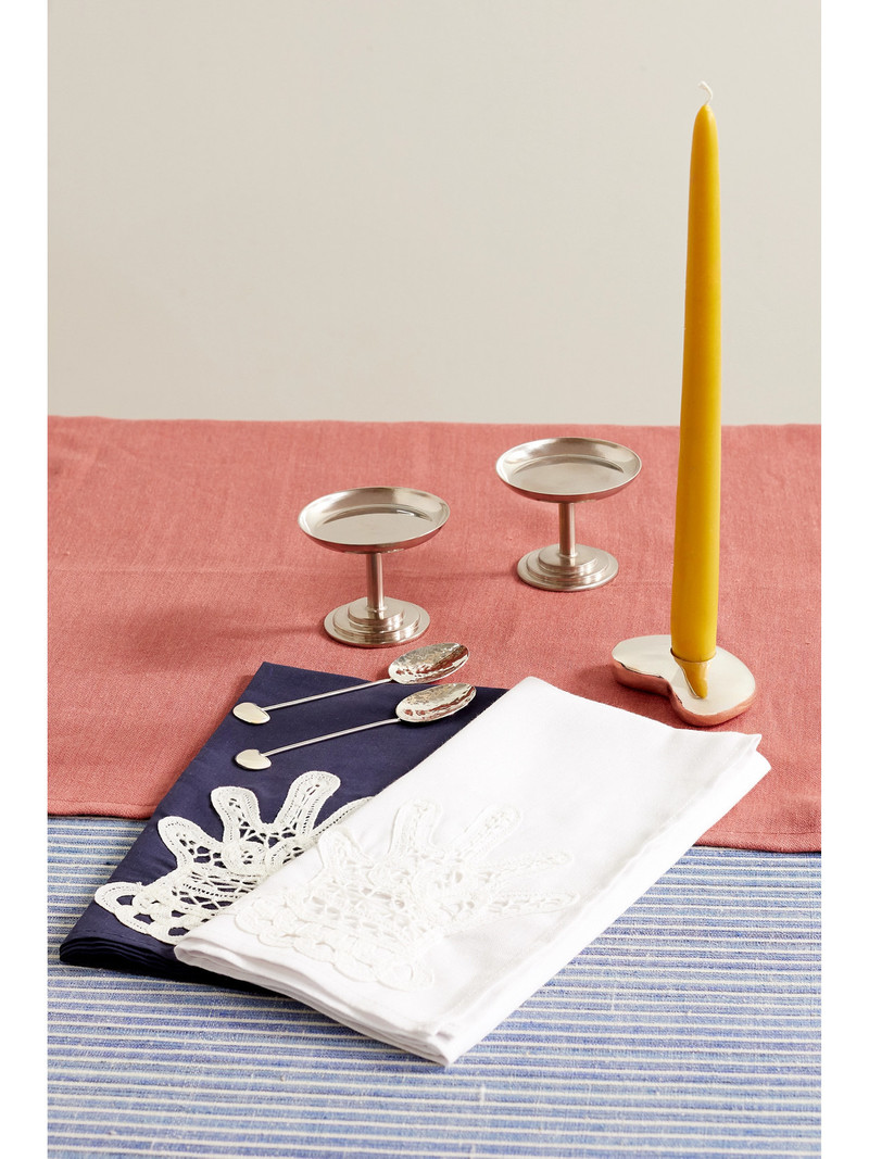 Gohar World Hands Set Of Four Lace-appliquéd Cotton And Linen-blend Napkins outlook