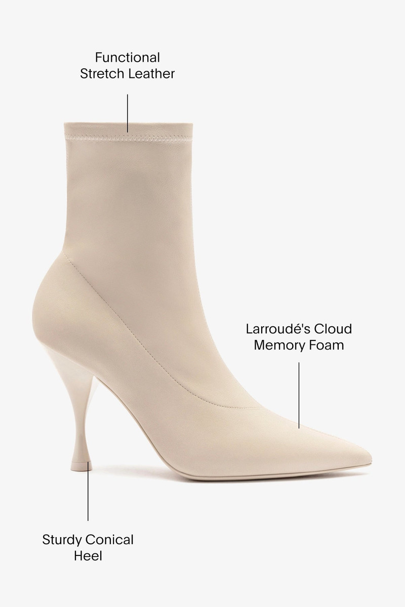 Mini Georgia Boot In Off White Stretch Leather 5