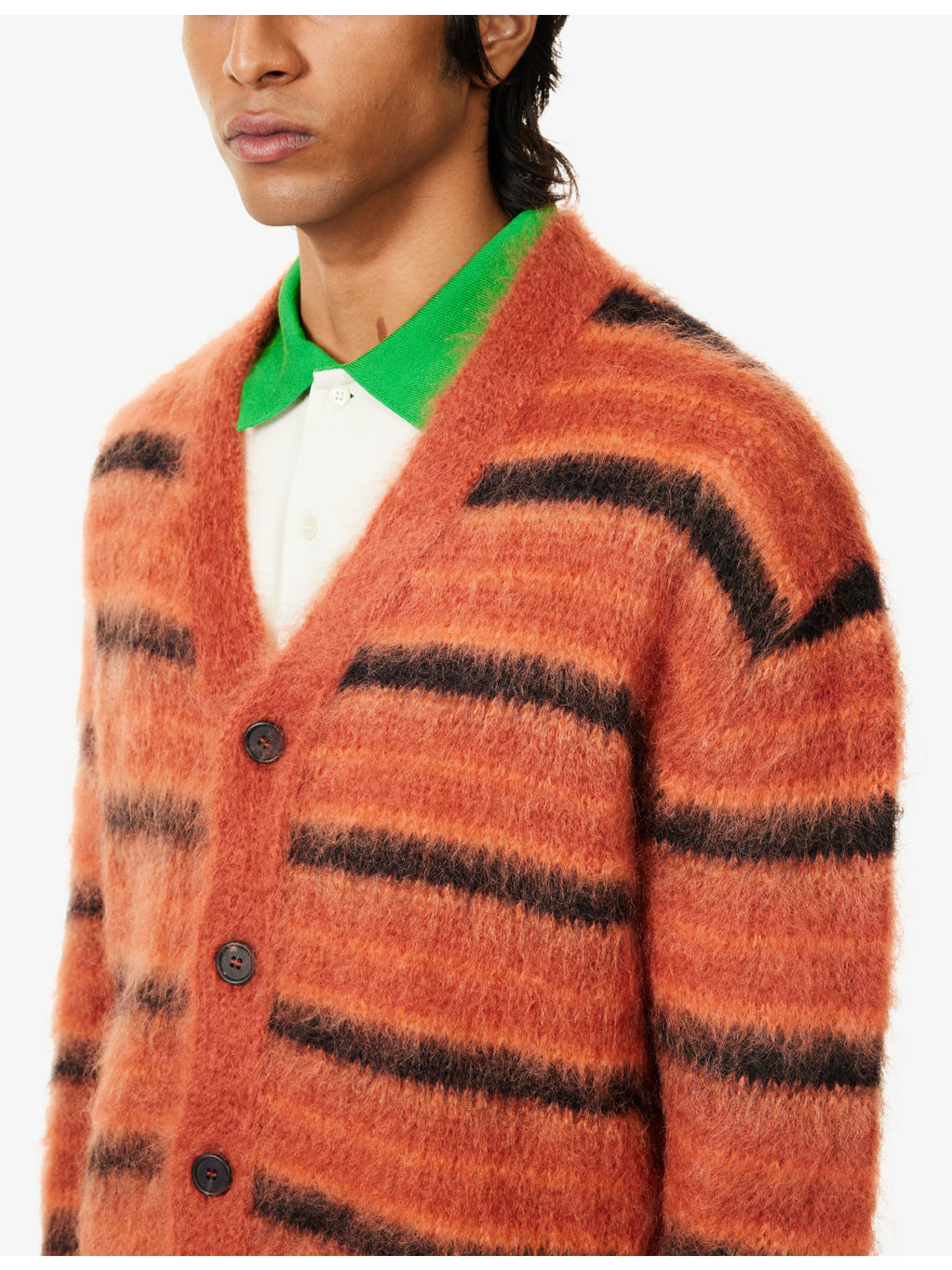 V-Neck Graphic-Intarsia Knitted Cardigan - 5
