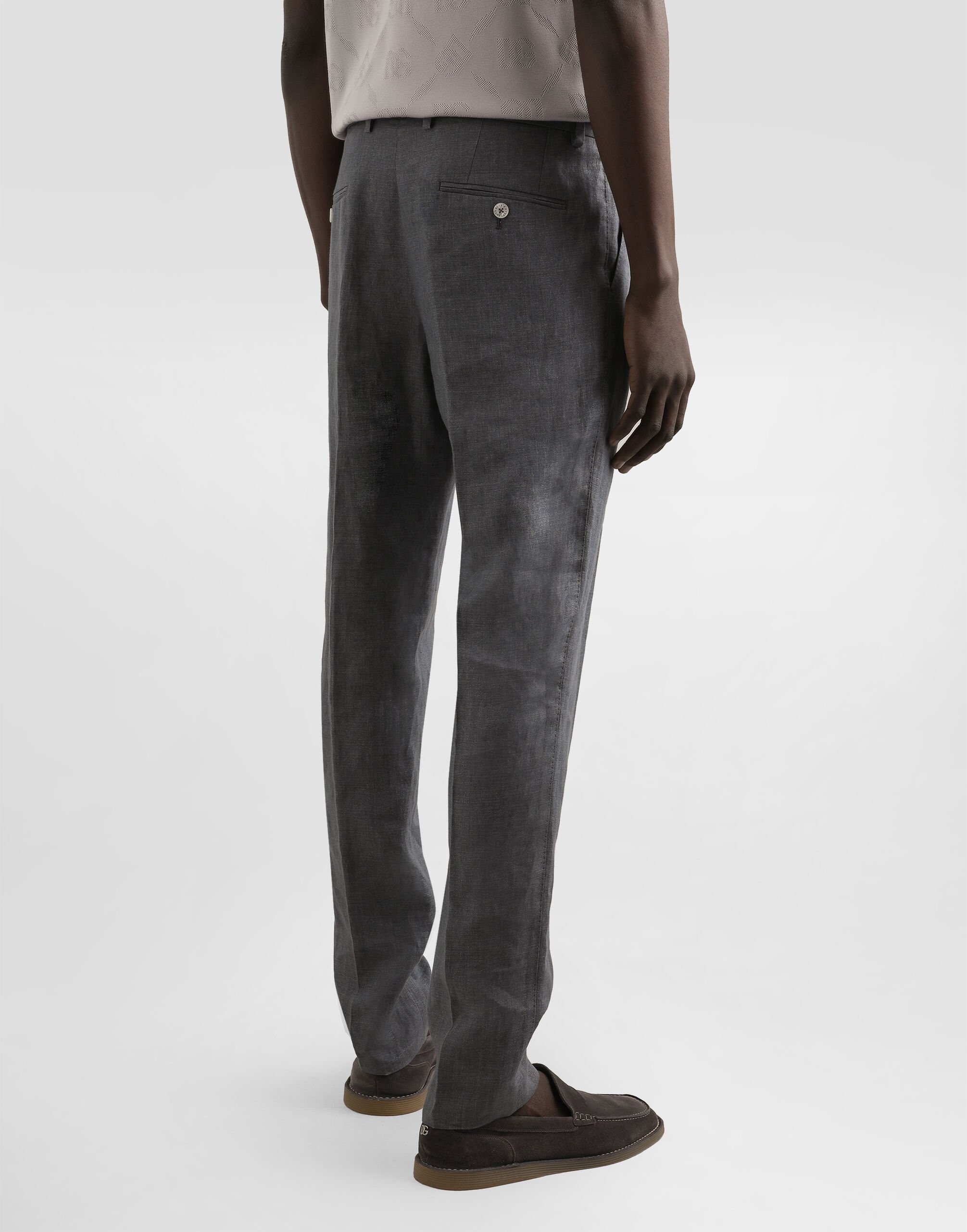 Washed linen canvas trousers - 5