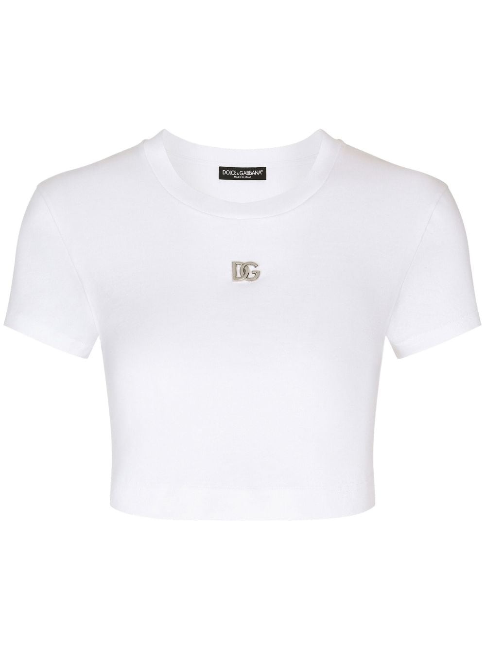 logo-embroidered crop T-shirt - 1