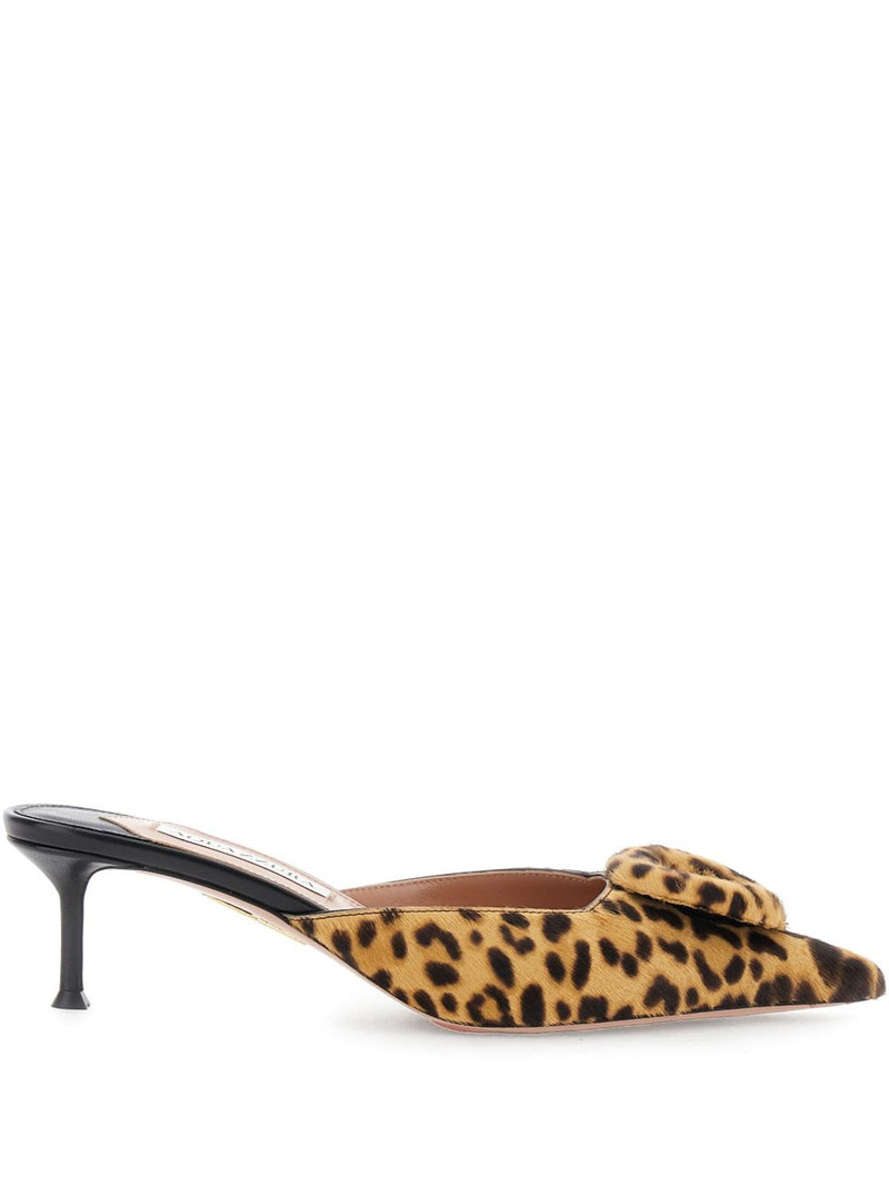 50mm The Hoop leopard-print bow mules 1