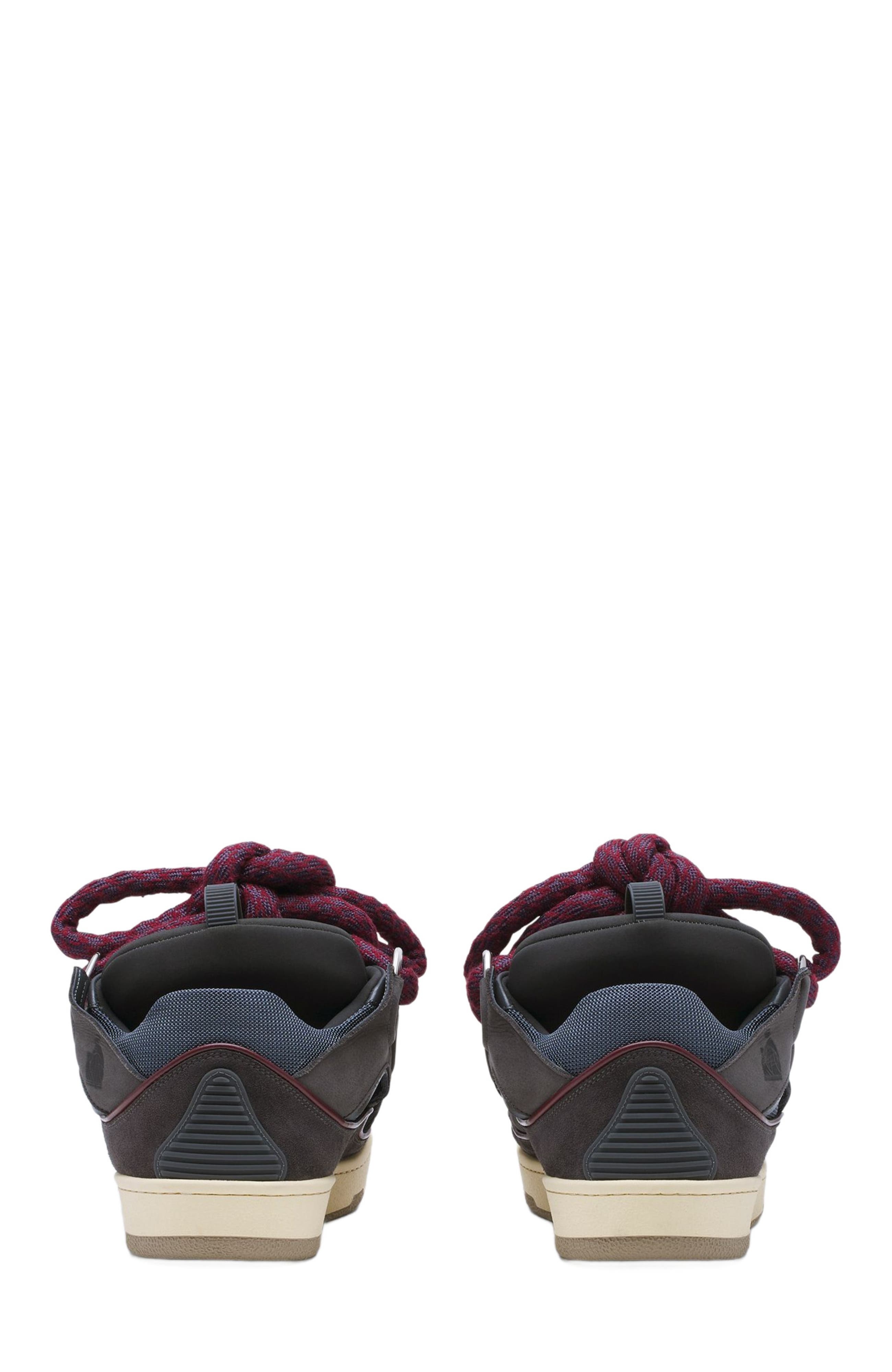 Lanvin Curb Sneakers In Leather With Snake Laces For Men in Shark Grey at Nordstrom - 4