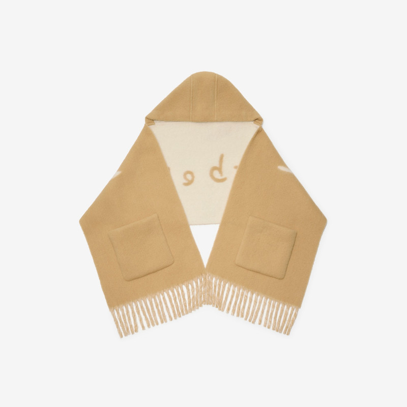 Logo Alpaca Wool Blend Hooded Scarf 1