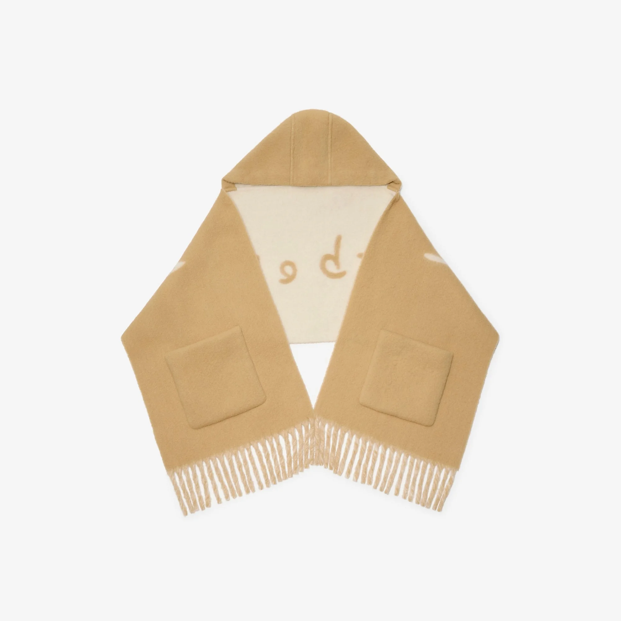 Logo Alpaca Wool Blend Hooded Scarf - 1