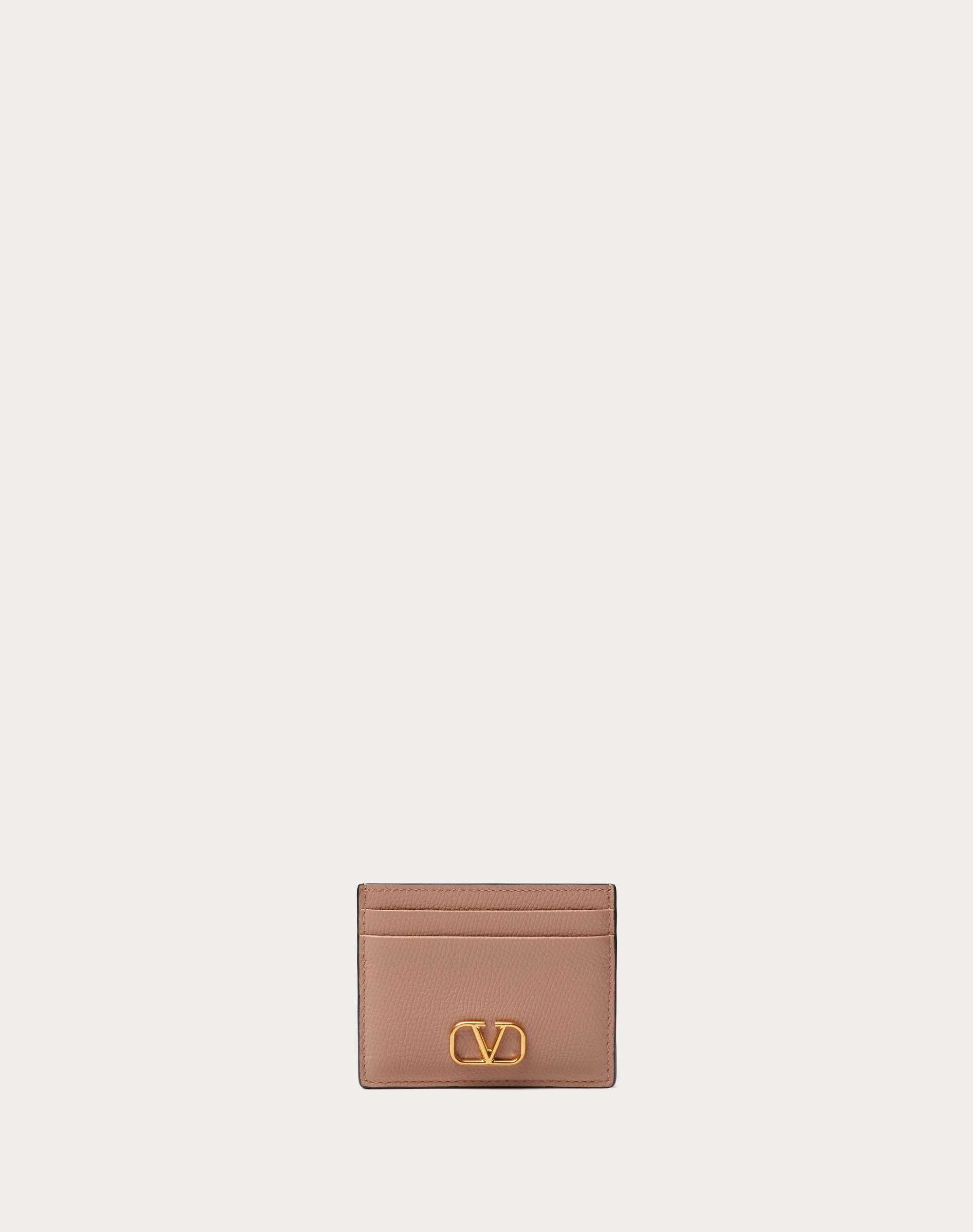 VLOGO SIGNATURE GRAINY CALFSKIN CARDHOLDER - 1