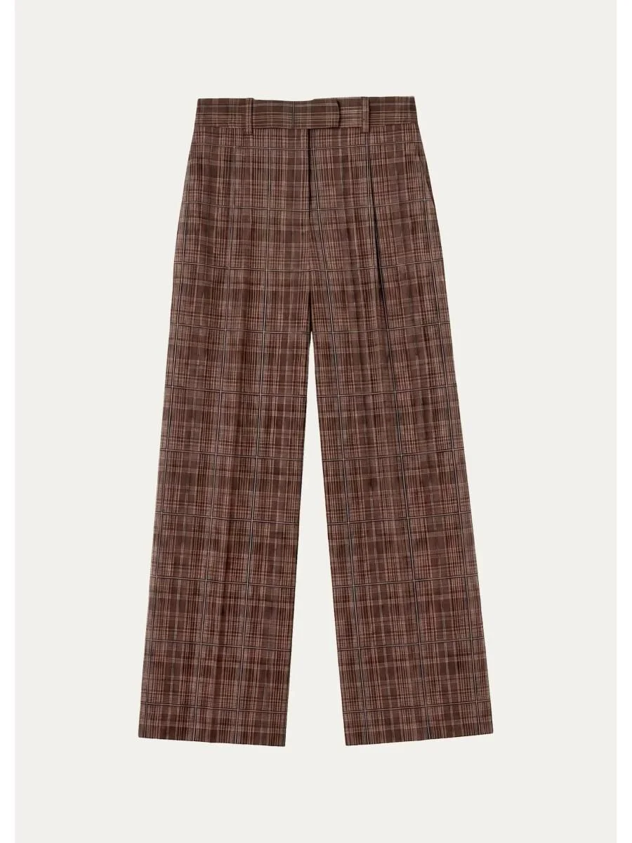 Checked Wide-Leg Pants - 1