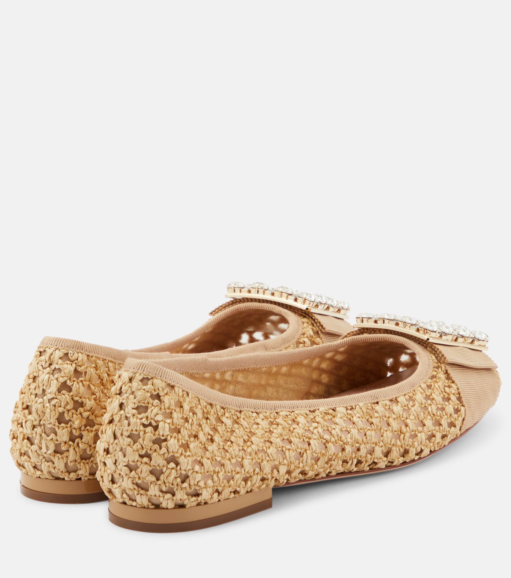 Très Vivier raffia-effect ballet flats - 3