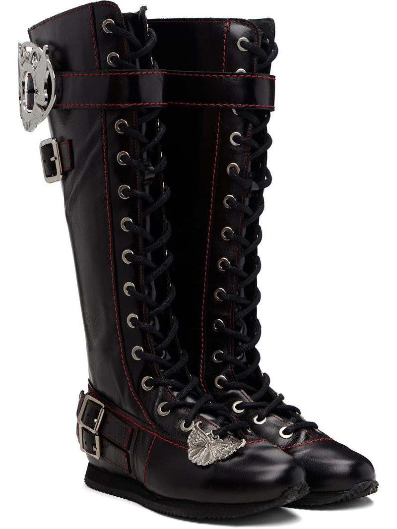Black Chunky Lace Up Stefanie Tall Boots 4