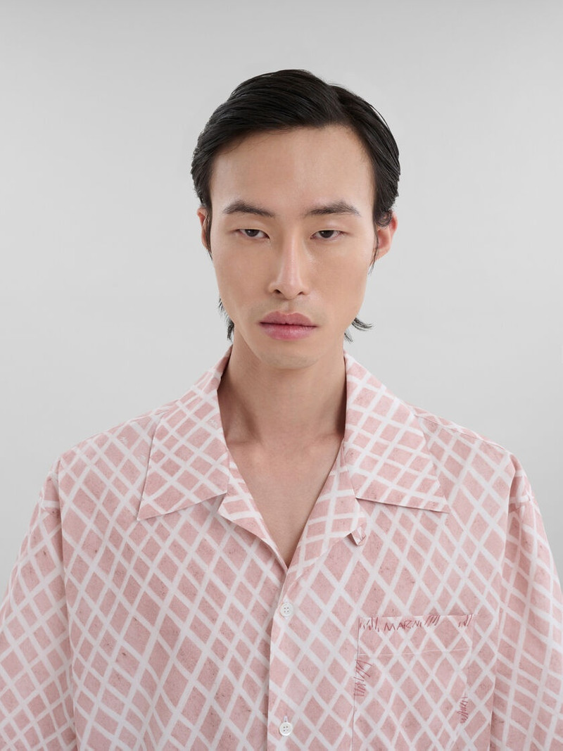 PINK POPLIN BOWLING SHIRT WITH LANDSCAPES PRINT 4