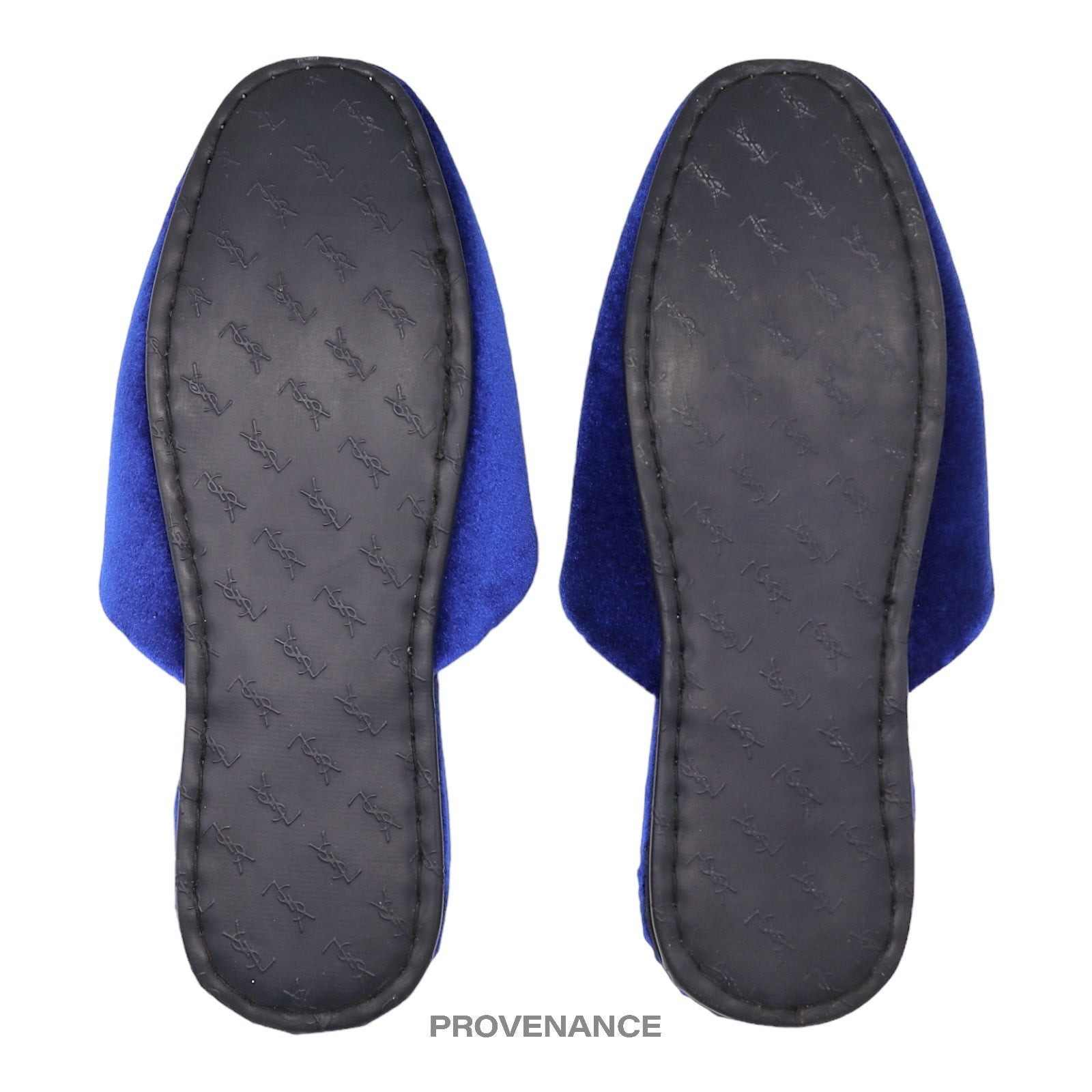 Yves Saint Laurent YSL Logo Slipper - Blue Velour - 6