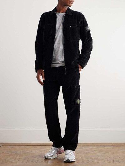 Stone Island Straight-Leg Logo-Appliquéd Shell-Trimmed Garment-Dyed Cotton-Corduroy Trousers outlook