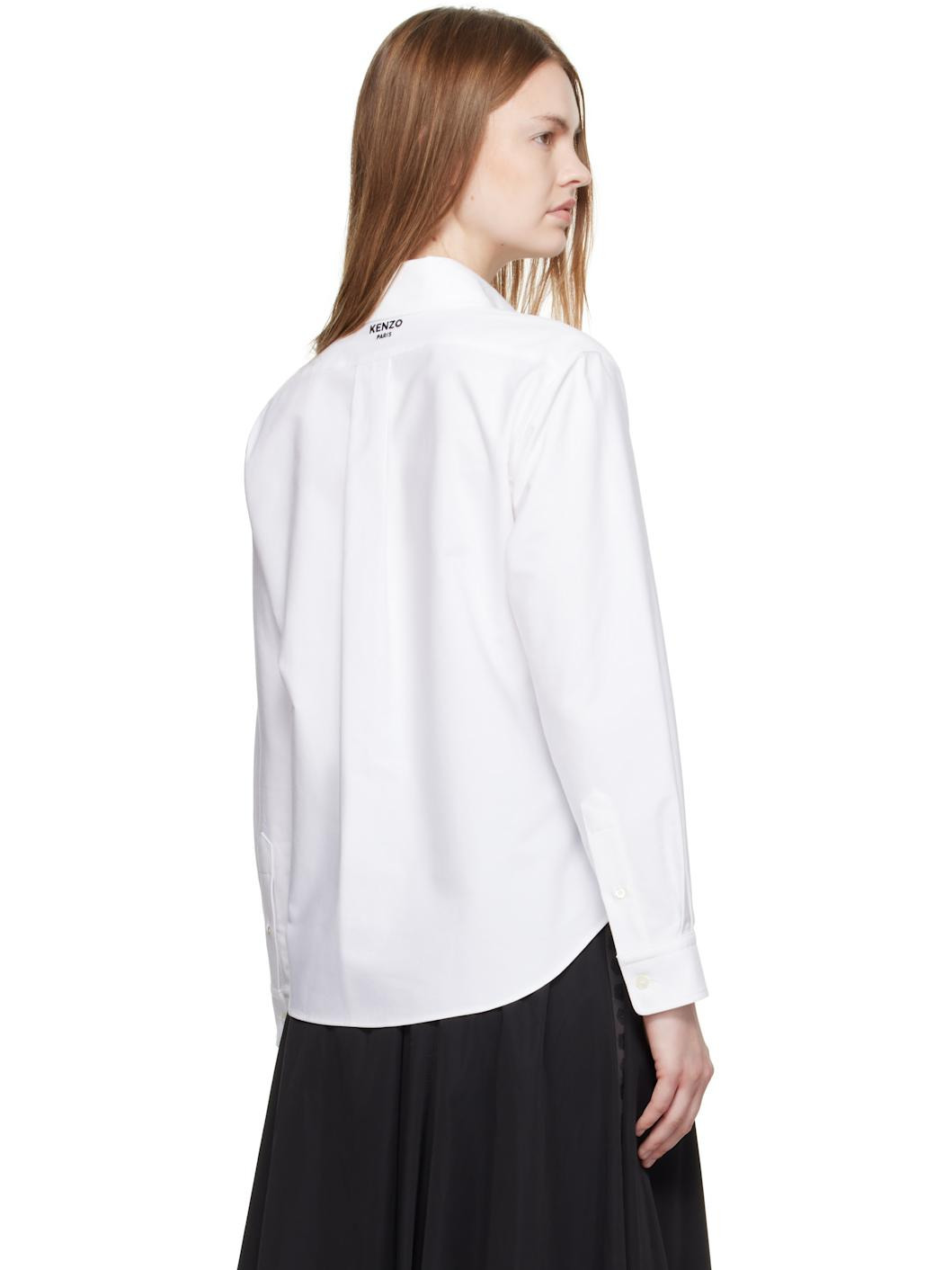 White Kenzo Paris 'Boke Flower' Embroidered Fitted Shirt - 3