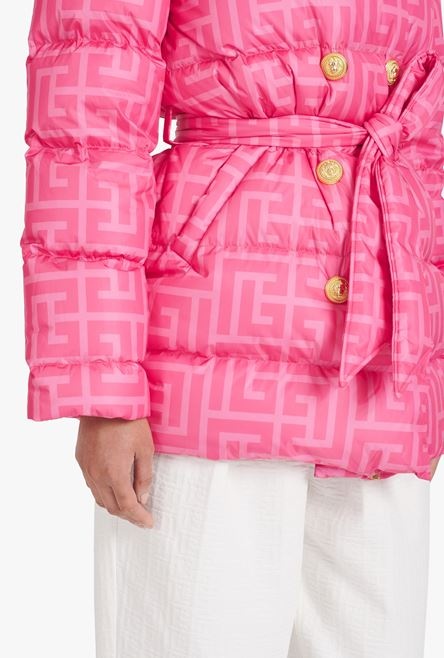 Balmain x Barbie - Nylon quilted coat with light pink monogram - 8