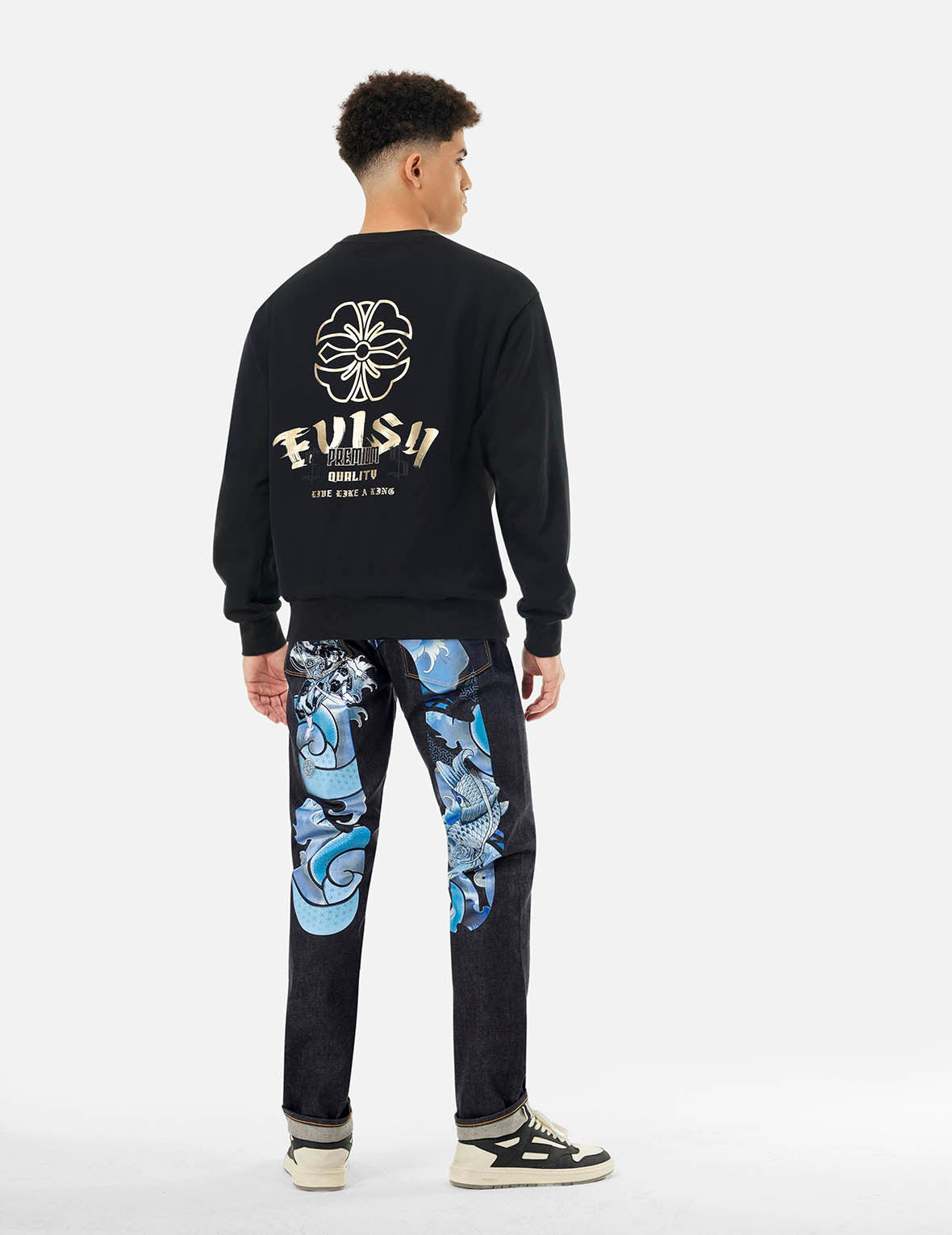 Tattoo Koi Daicock Embroidery Slim Fit Jeans #2010 - 3