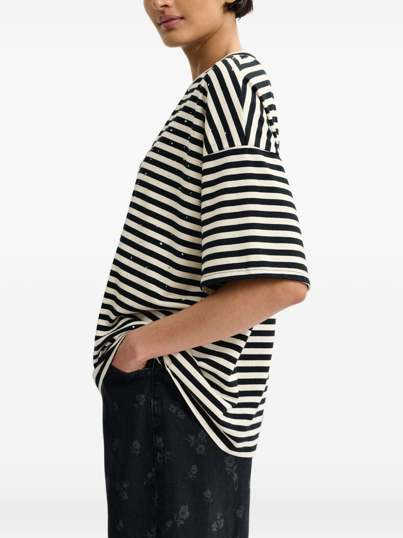 striped strass T-shirt 4