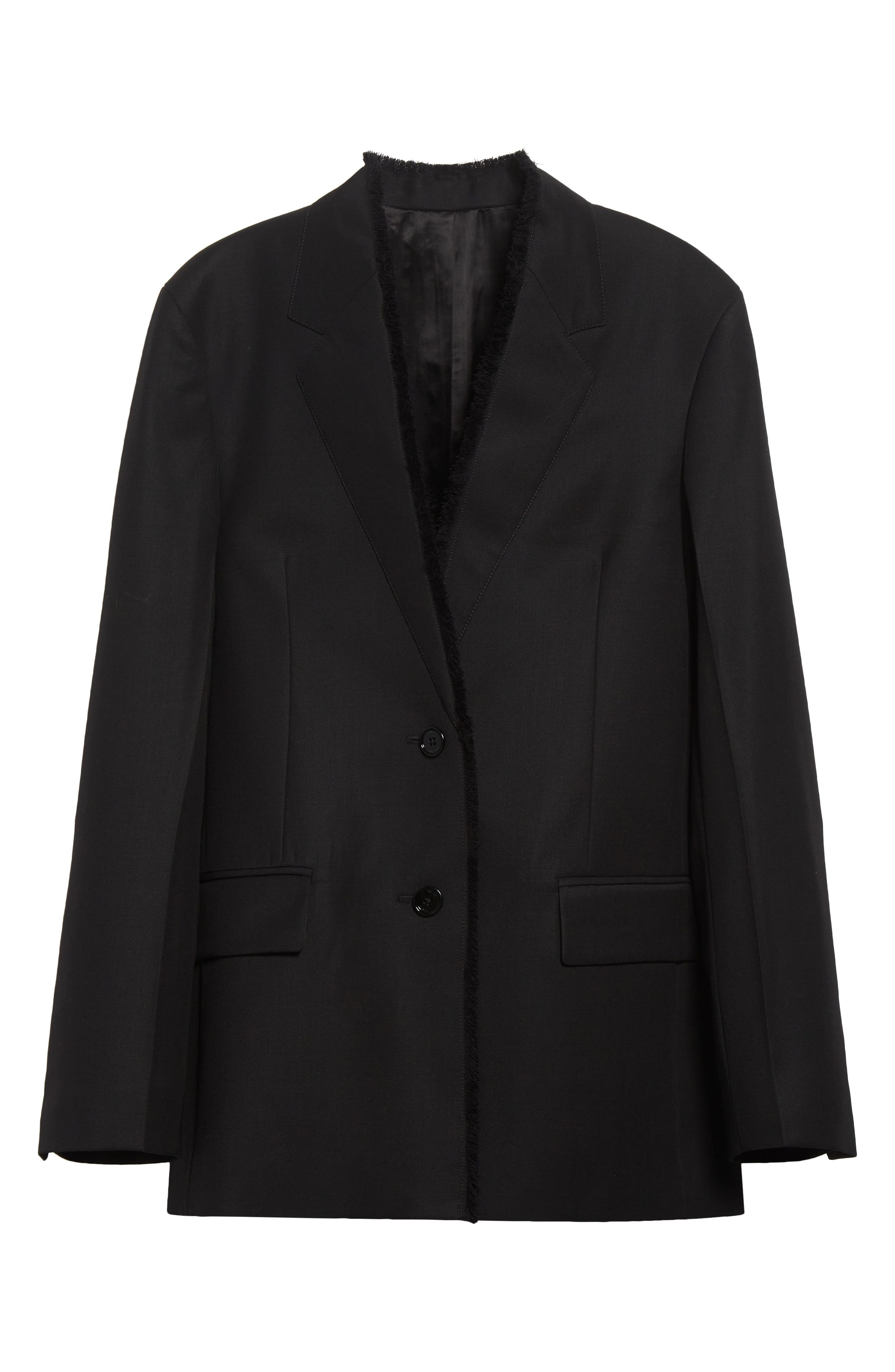 TOTEME Raw Lapel Blazer in Black at Nordstrom - 6