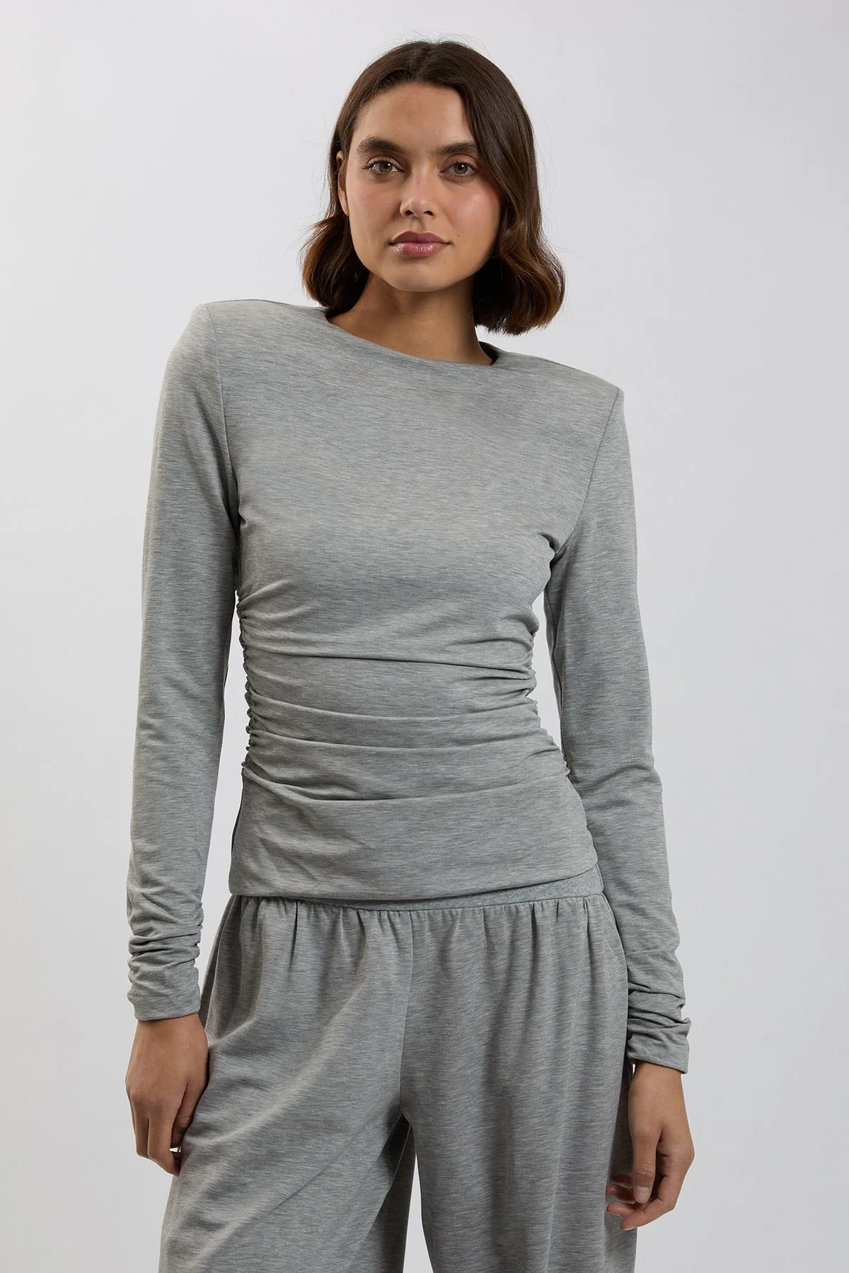 Strong Shoulder Viscose Jersey Top - 1