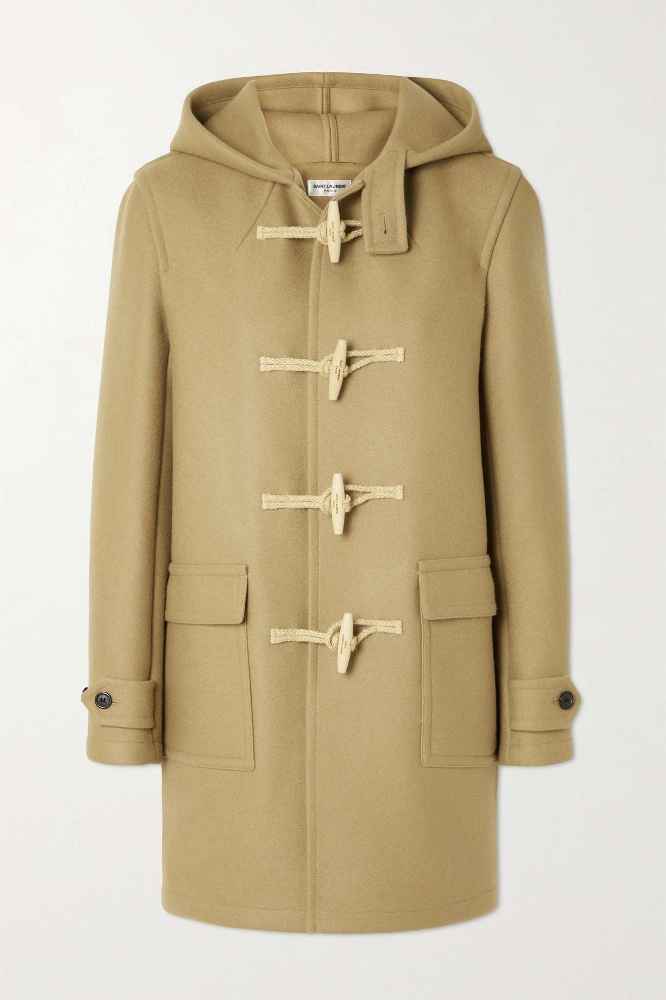 Hooded brushed wool-twill coat - 1