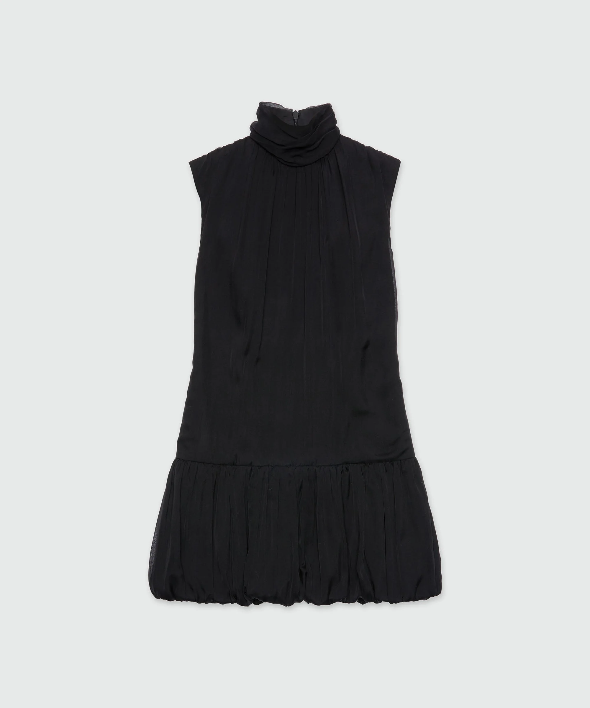 Short black poplin dress - 1