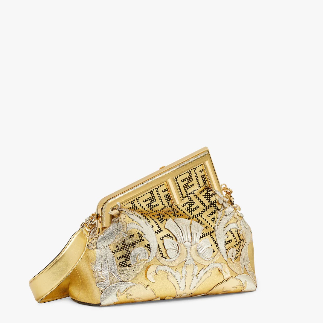Fendace Gold-colored leather  bag with appliqués - 2
