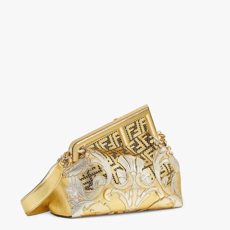 Fendace Gold-colored leather  bag with appliqués 2