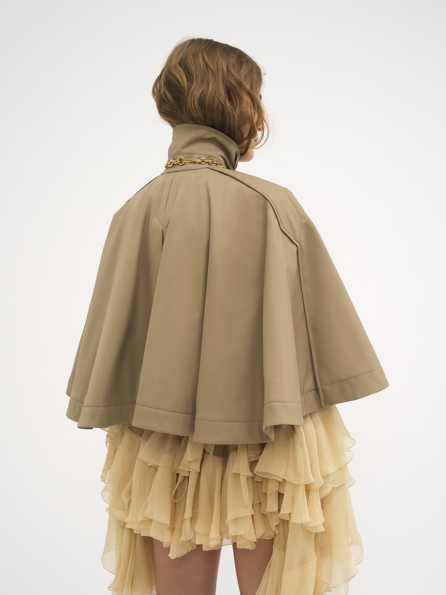 SHORT QUILTED CAPE IN COTTON GABARDINE - 6