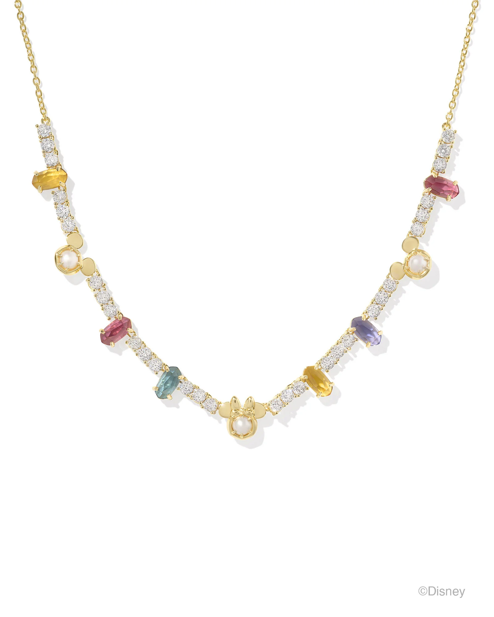 Disney | Kendra Scott Gold Mickey Mouse and Minnie Mouse Tennis Necklace in Multi Mix - 1