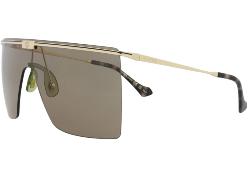 GUCCI Gucci Shield-Frame Metal Sunglasses Gold Gold Brown (GG1096S-30013075-002) outlook