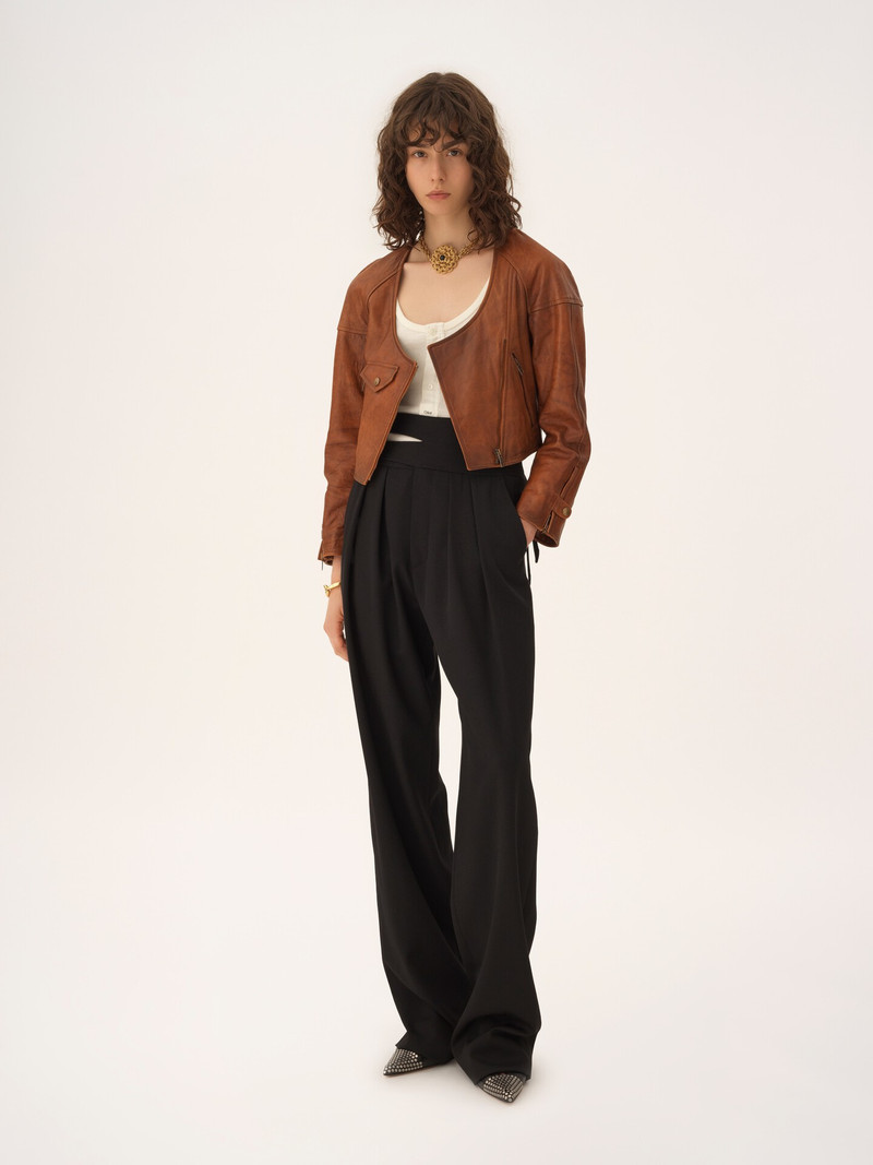 Chloé CROPPED SCOOP-NECK JACKET IN LEATHER outlook