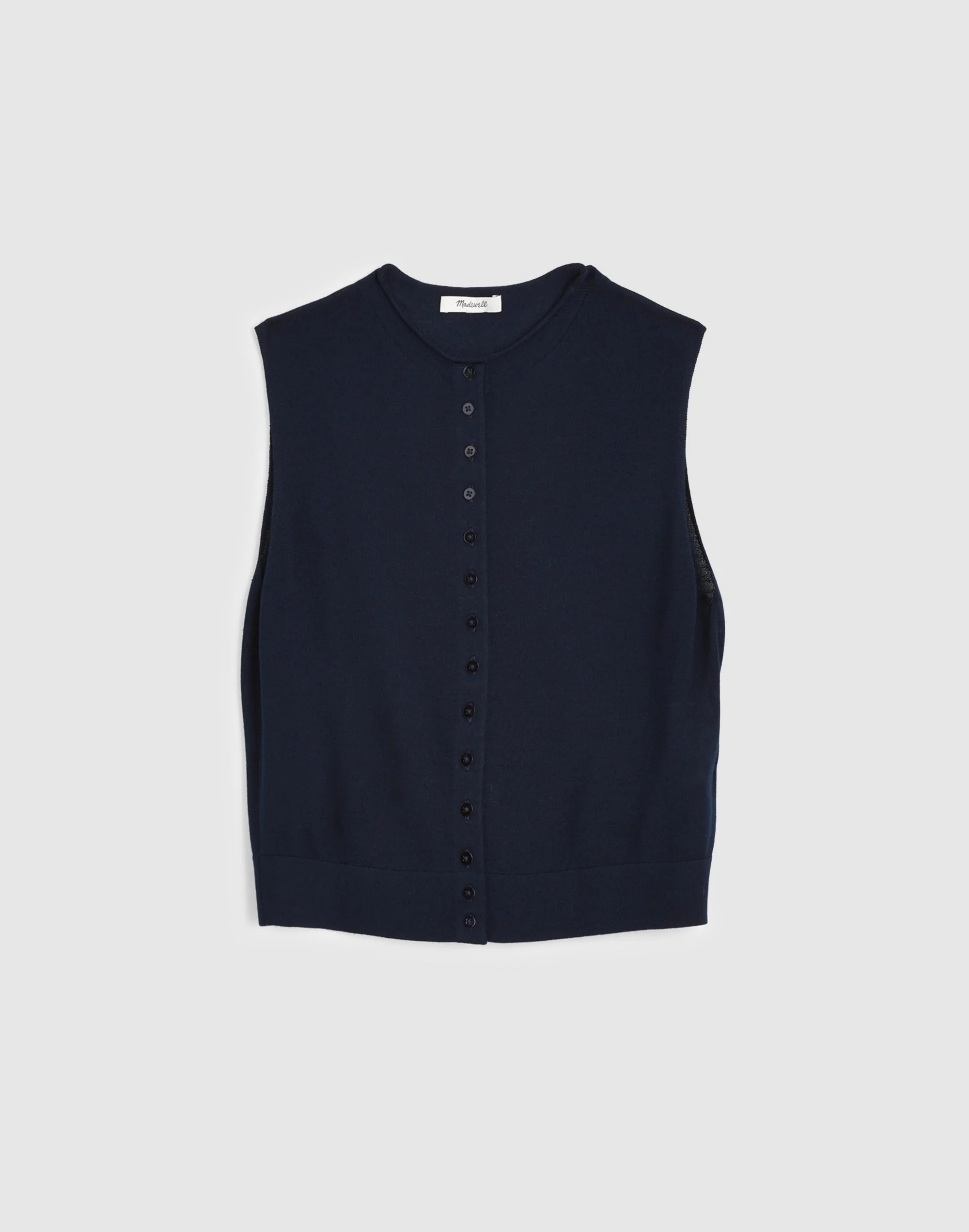 Button-Front Sleeveless Cardigan - 1